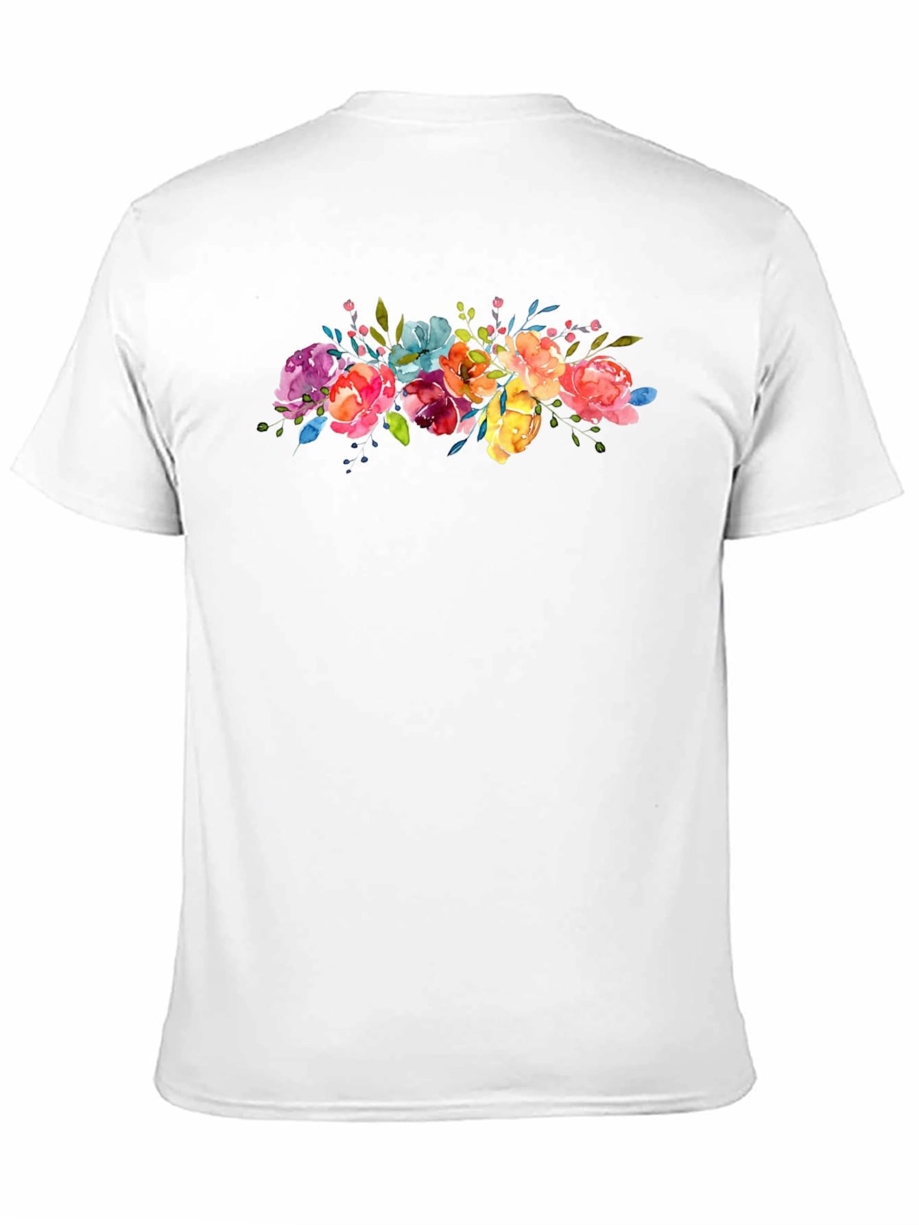 Black Floral Watercolor Graphic Black T-Shirt view 11