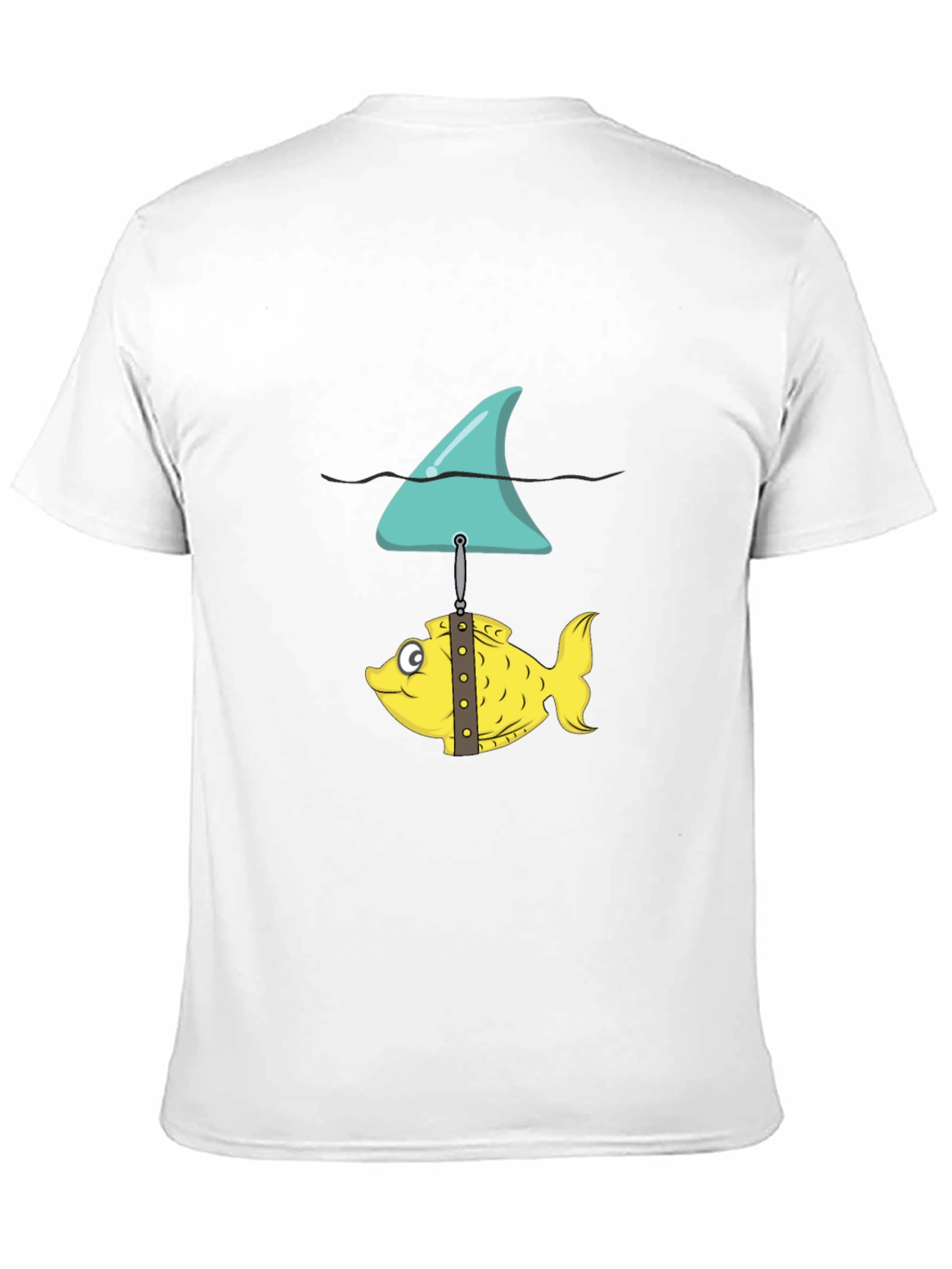 Black Funny Fish and Shark Fin Graphic T-Shirt view 11