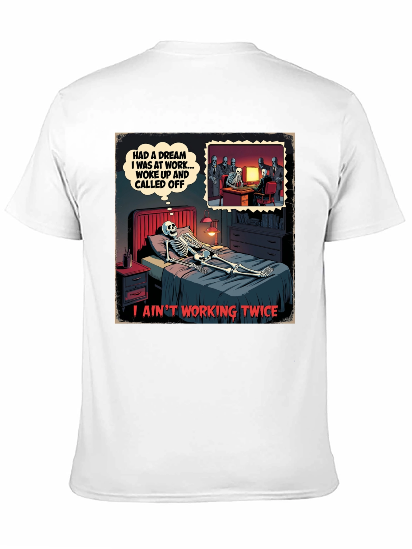 Black Funny Skeleton Dream T-Shirt view 11