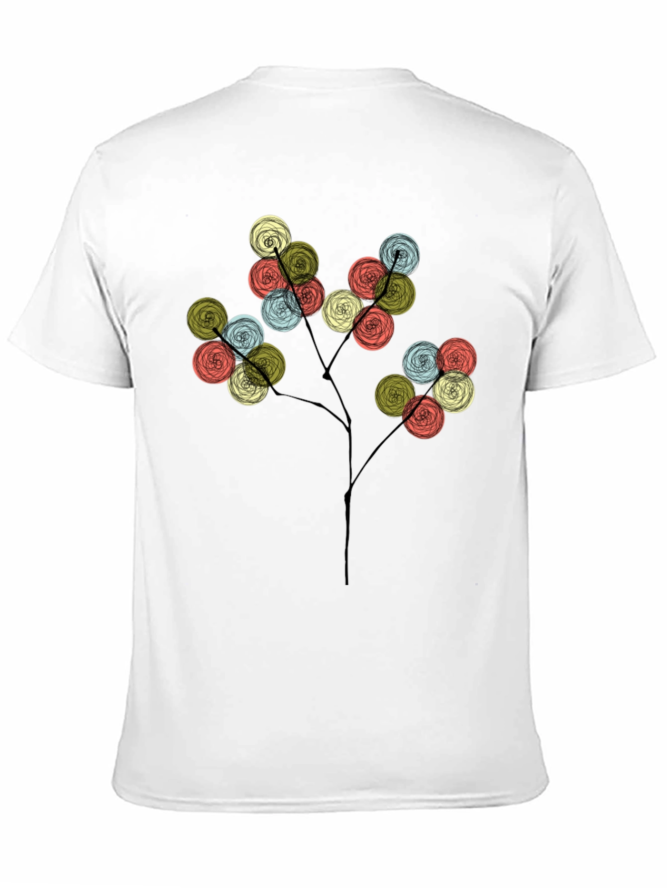 Black Floral Tree Graphic Tee - Stylish Men's Black T-Shirt view 11