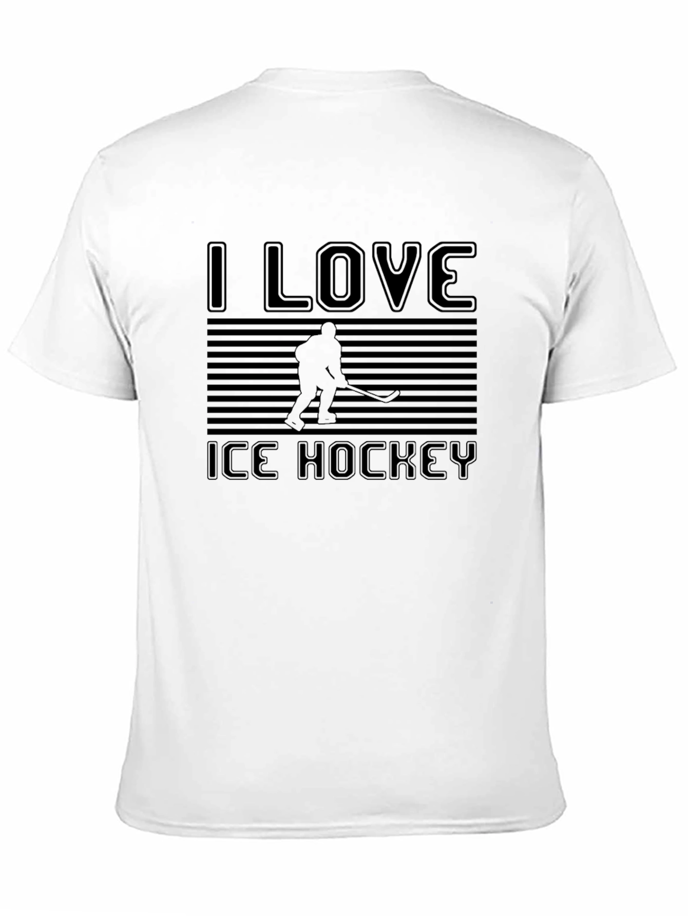 Black I Love Ice Hockey Black T-Shirt view 11