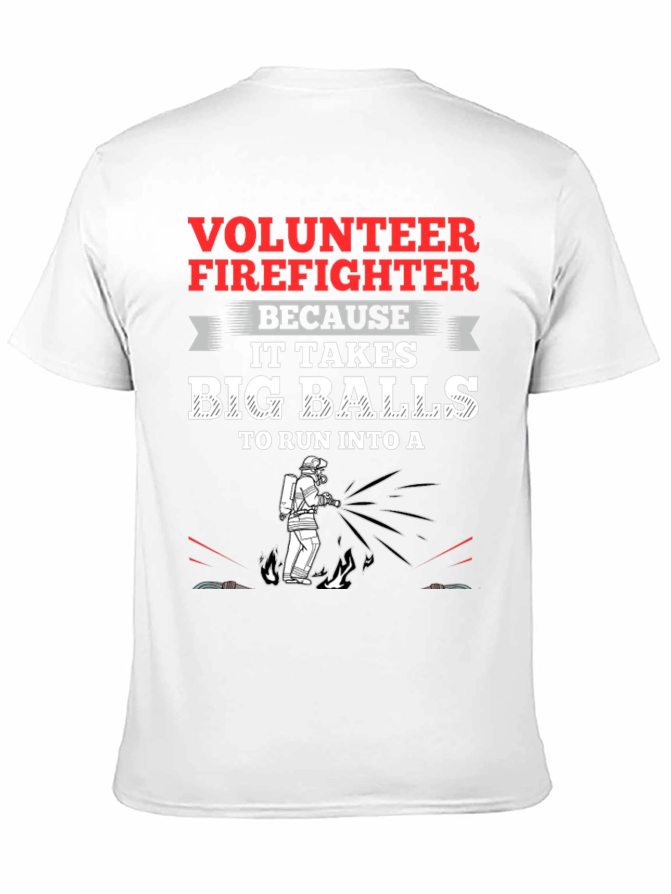 Black Volunteer Firefighter Big Balls Graphic Tee view 11