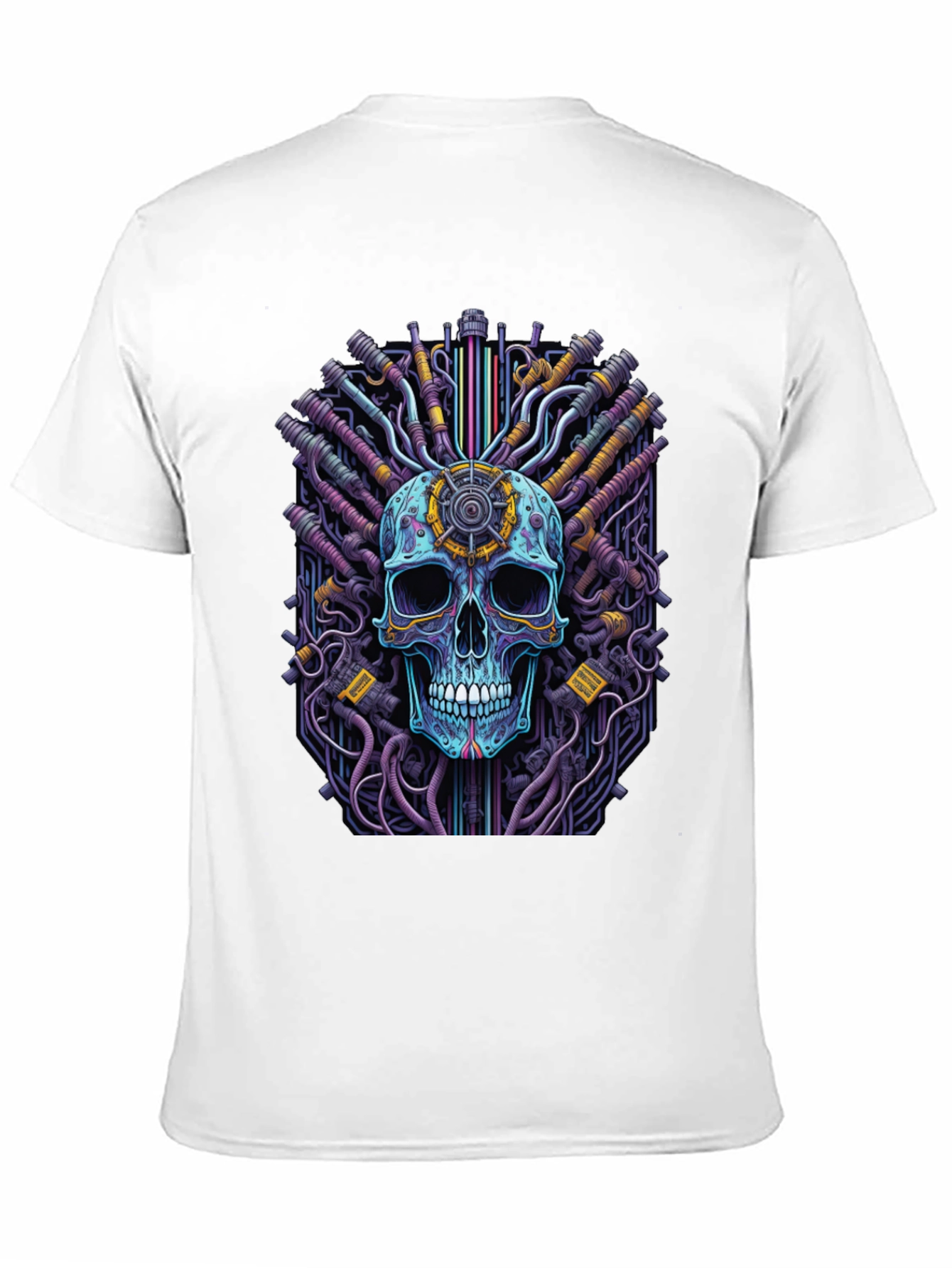 Black Cyberpunk Skull Graphic Tee - Black view 11