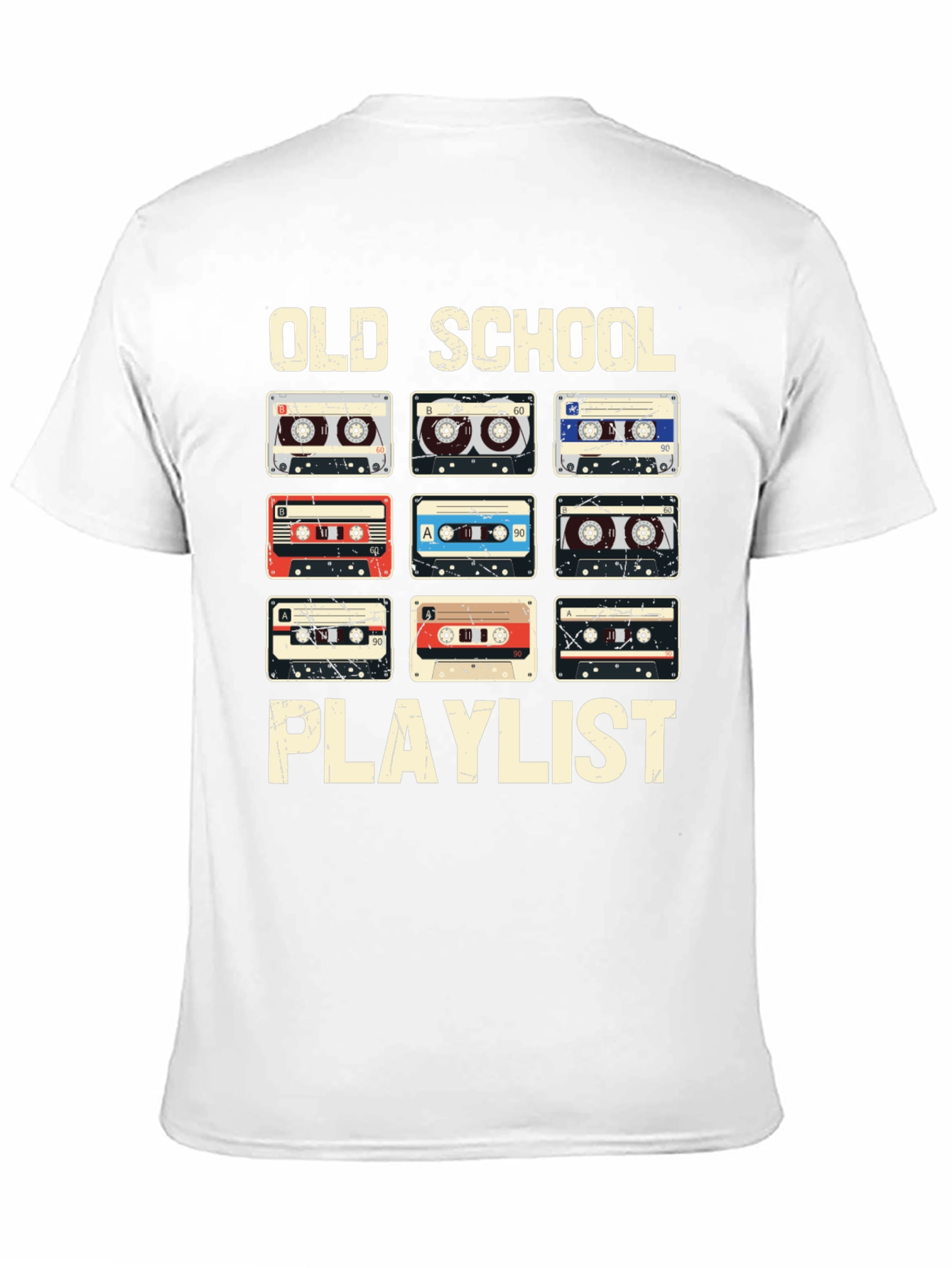 Black Old School Playlist Cassette Tape Graphic Tee view 11