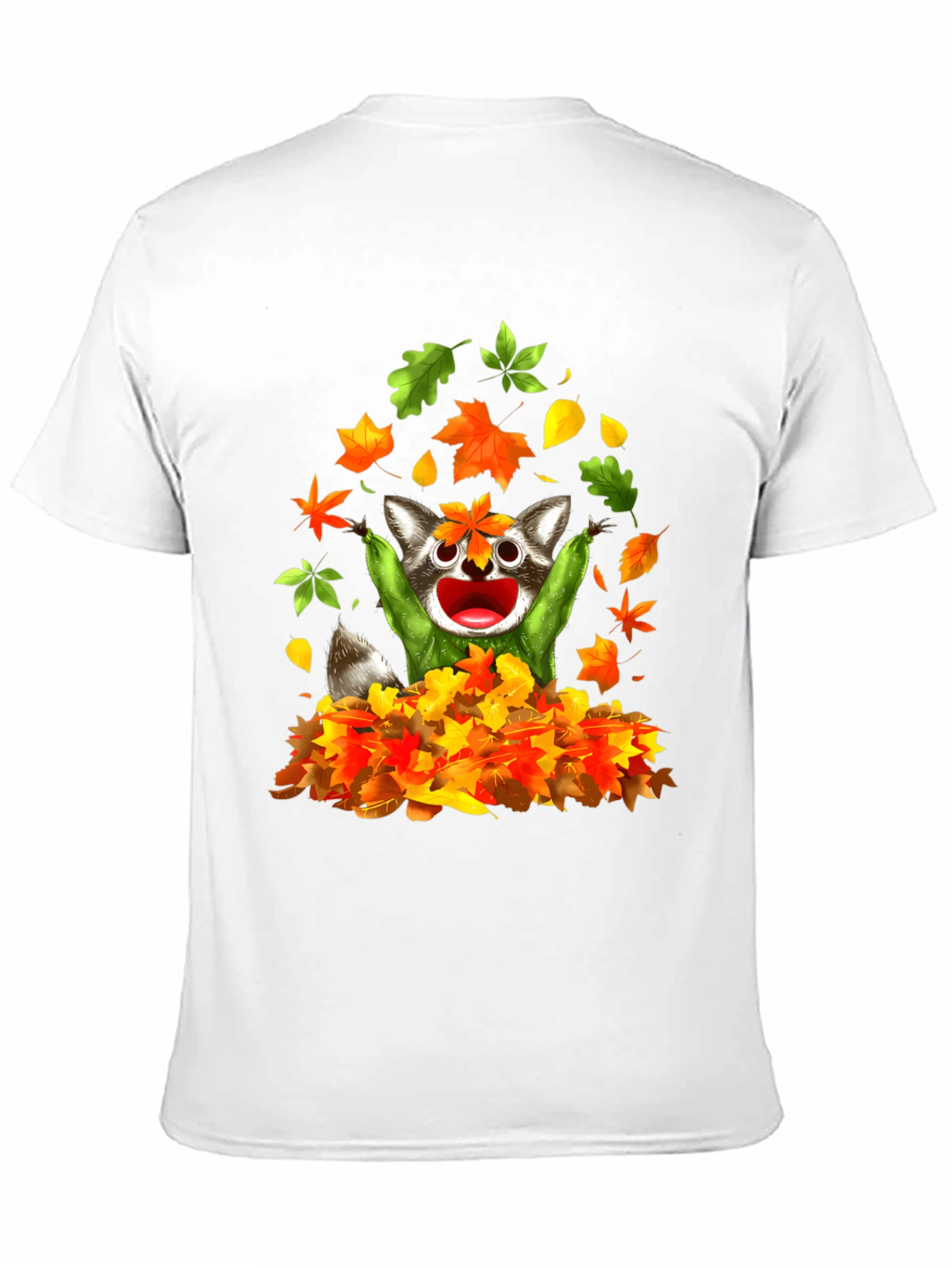 Black Raccoon Leaves Graphic T-Shirt - Autumn Fun view 11