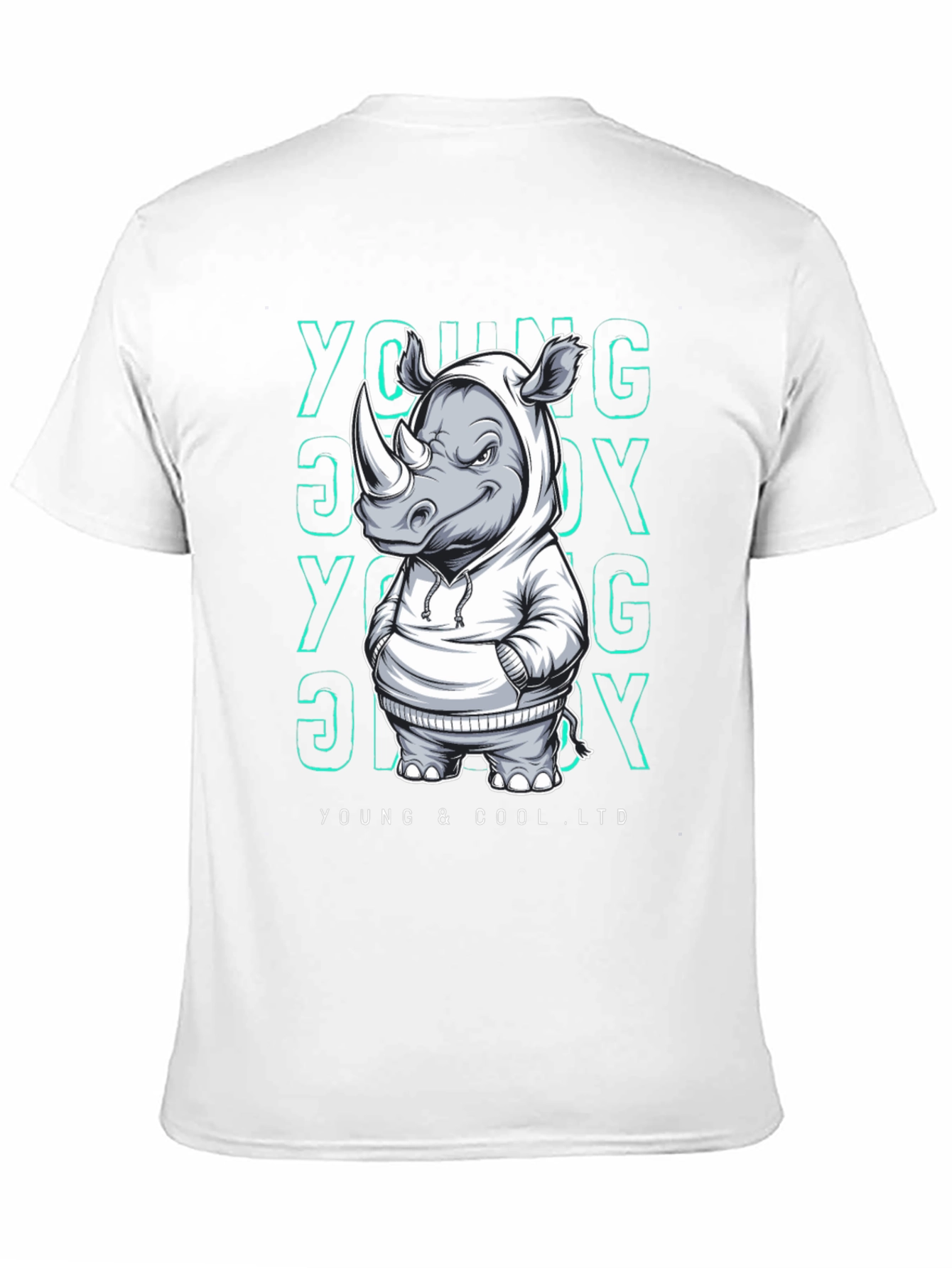 Black Cool Rhino Graphic T-Shirt - Young & Cool Ltd. view 11