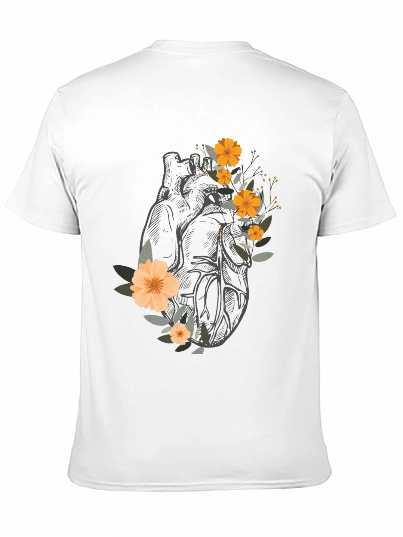 Black Anatomical Heart Floral Graphic Tee - Black view 11