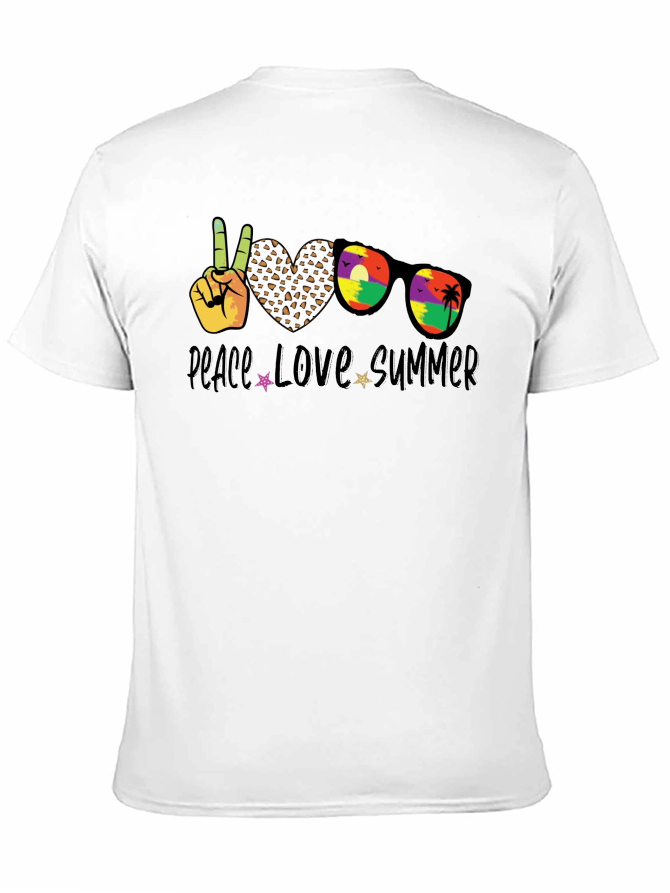 Black Peace Love Summer T-Shirt, Unisex Casual Tee view 11