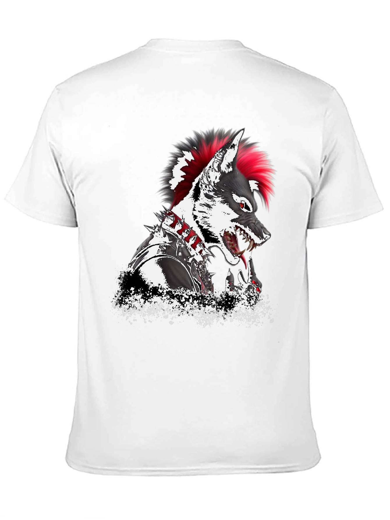Black Punk Wolf Graphic T-Shirt - Unique Design view 11
