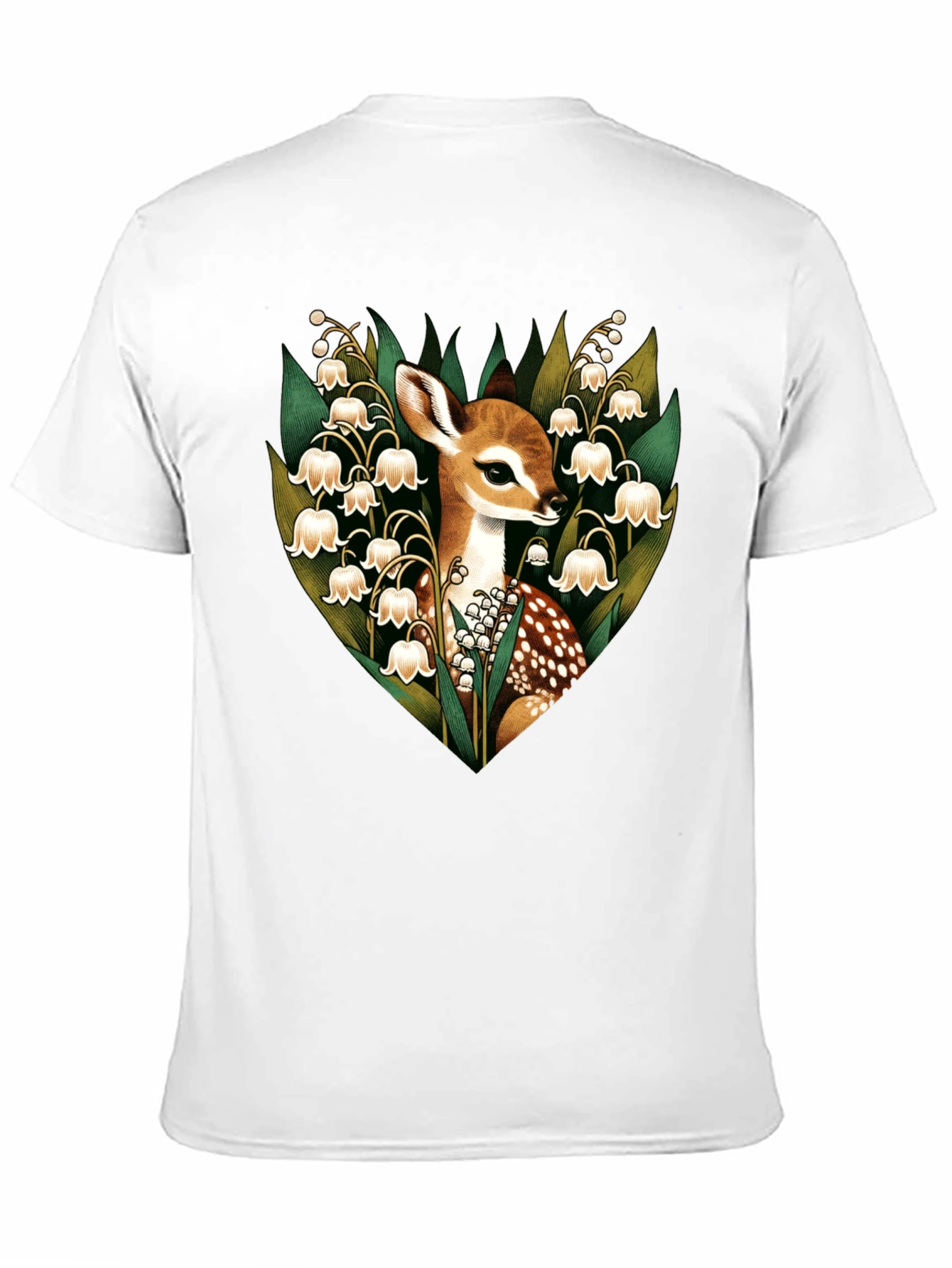 Black Deer & Lily of the Valley Graphic T-Shirt view 11
