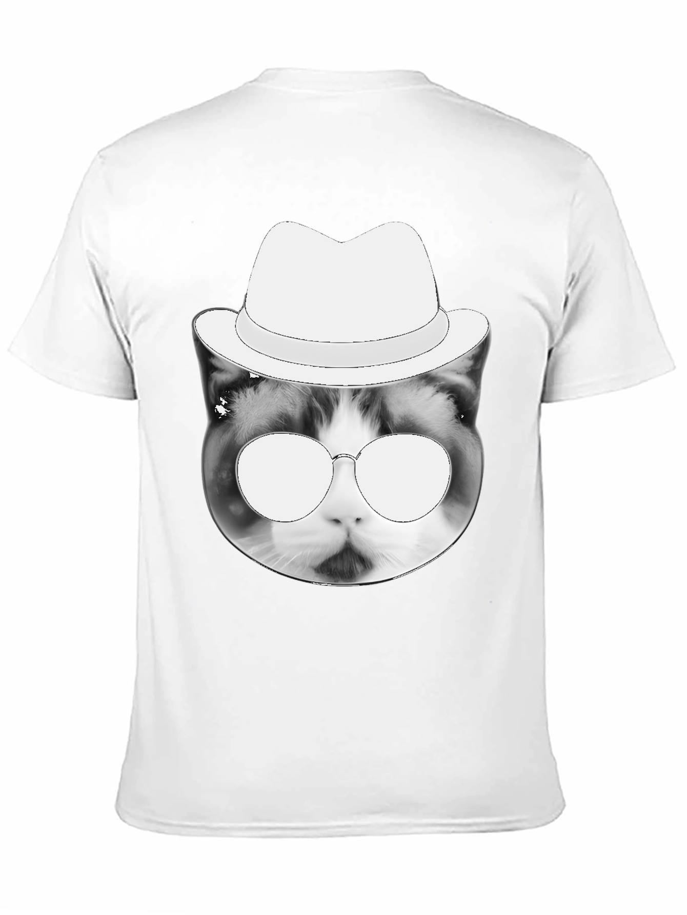 Black Cool Cat Tee: Black T-Shirt with Cat in Hat Graphic view 11