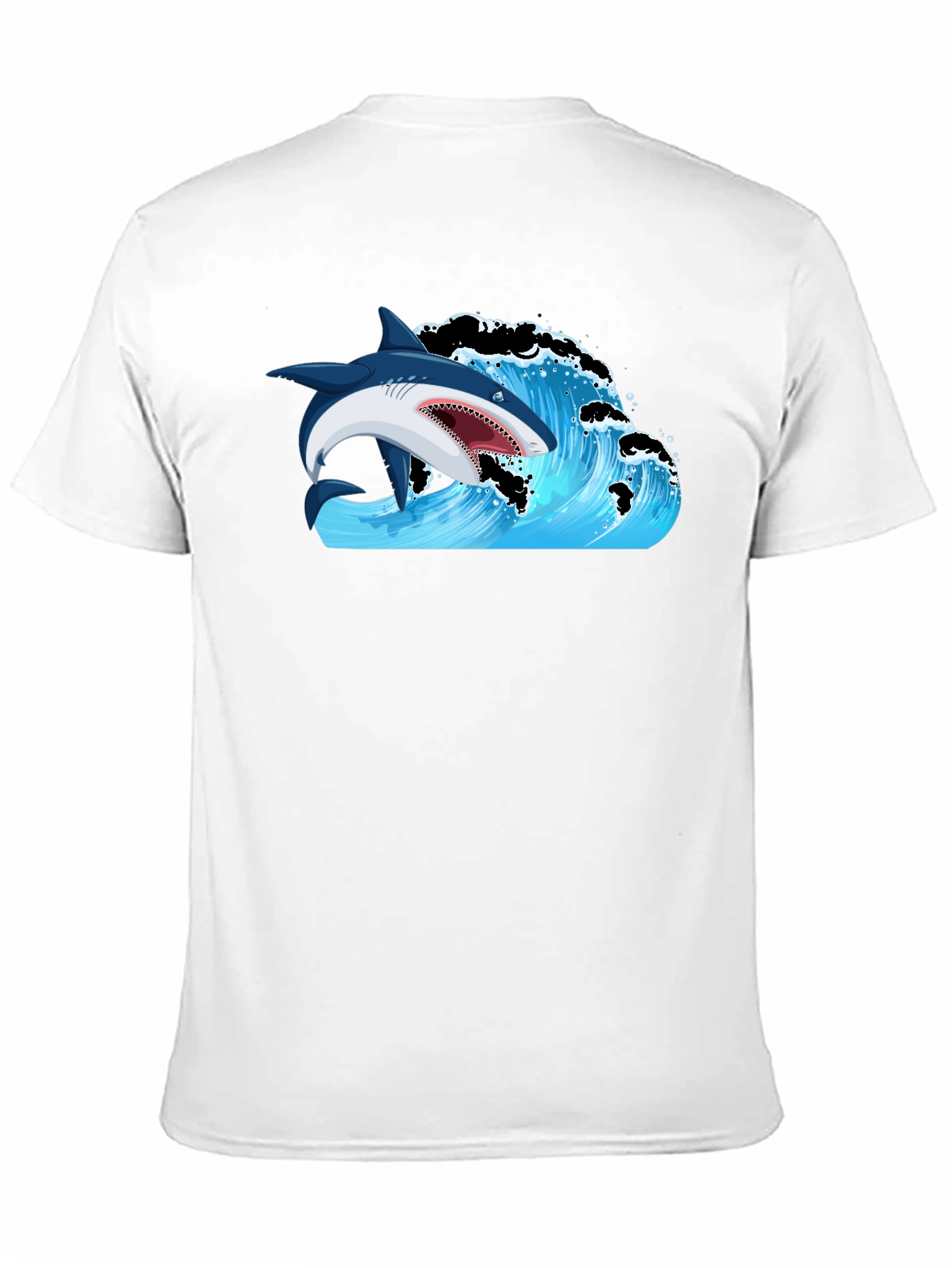 Black Shark Wave Graphic Print T-Shirt view 11