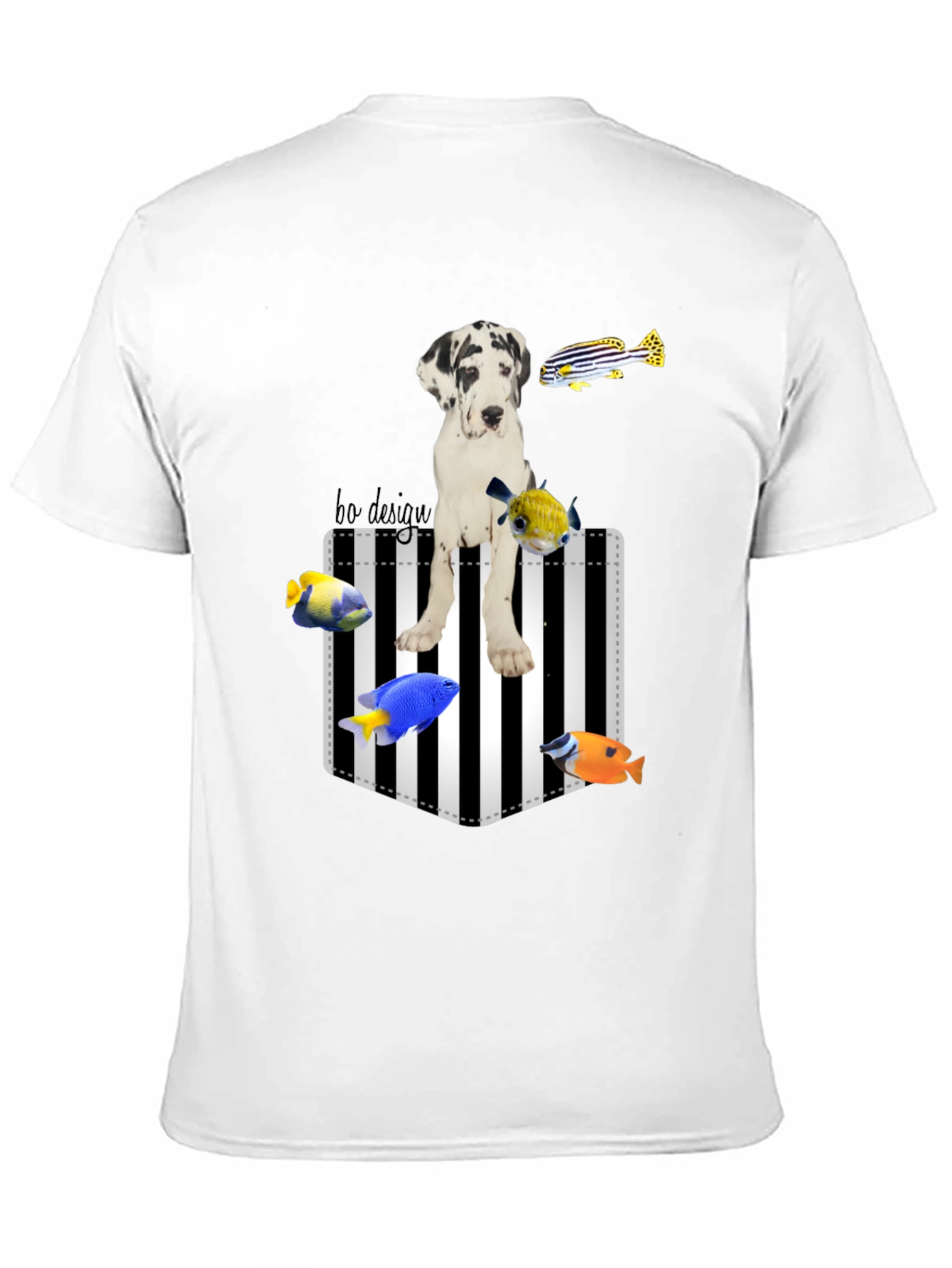 Black Dog and Fish Graphic Tee - Unique Print view 11