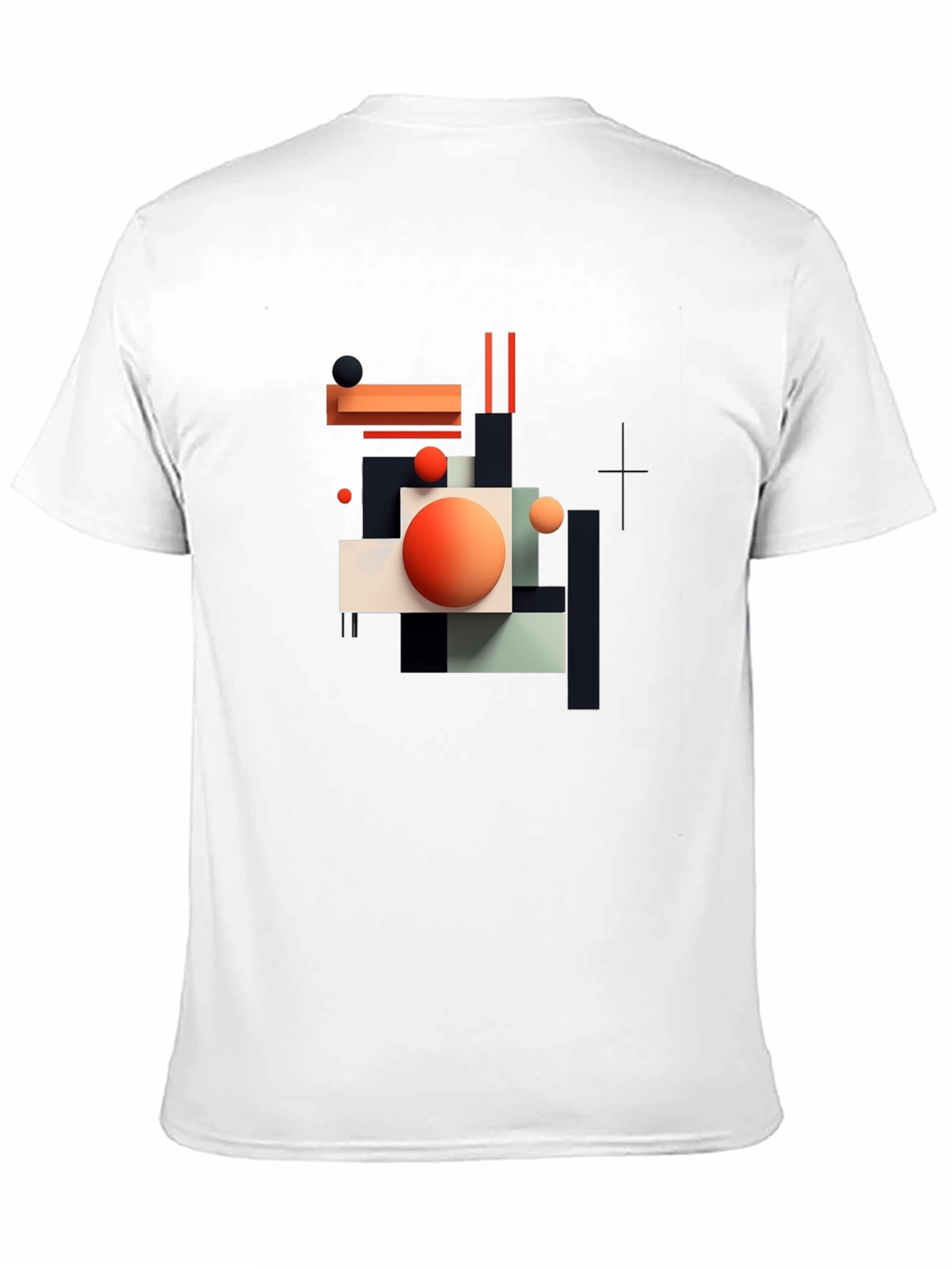 Black Abstract Geometric Graphic Print Black T-Shirt view 11
