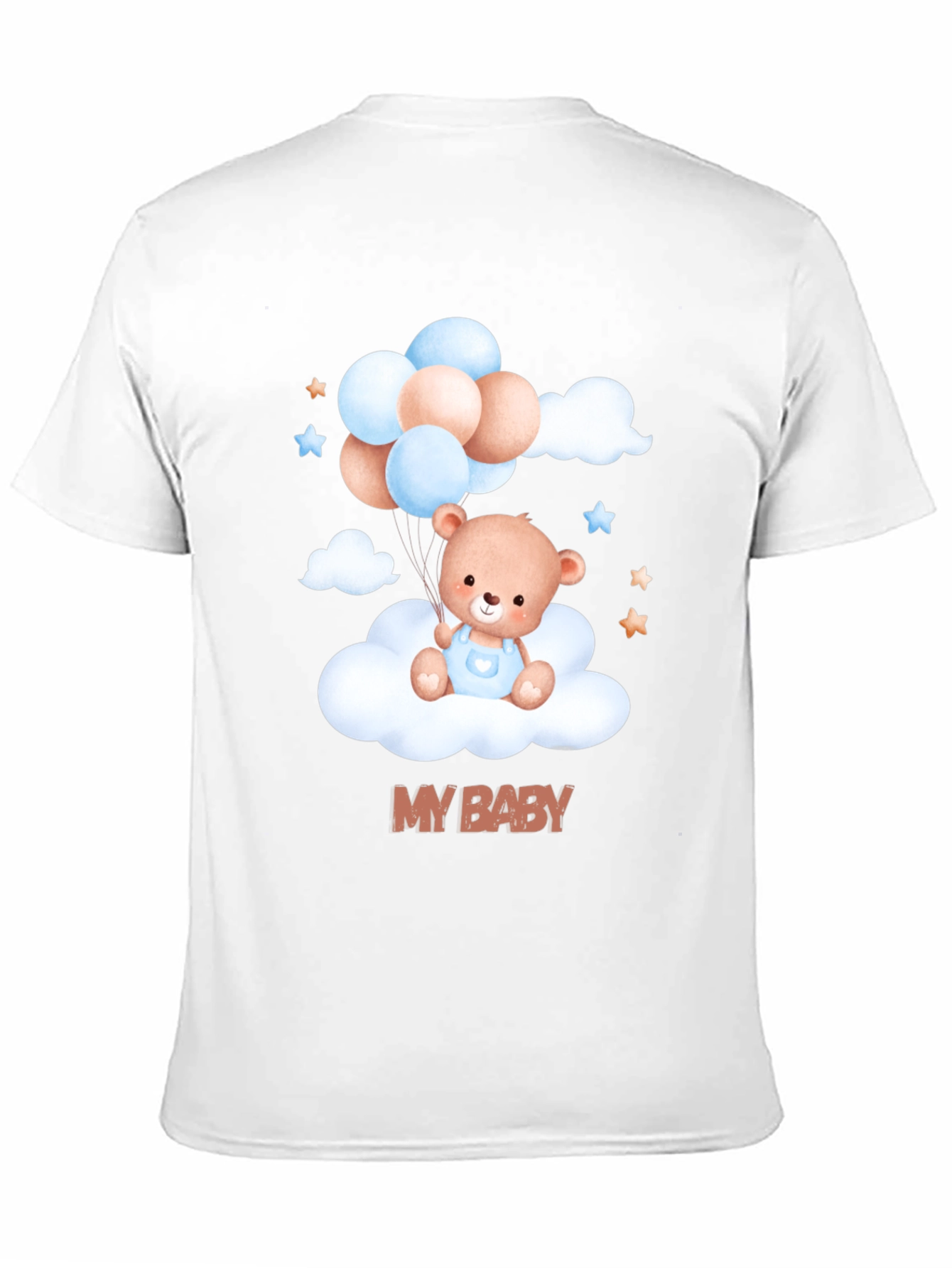 Black Cute "My Baby" Bear & Balloons Black T-Shirt view 11