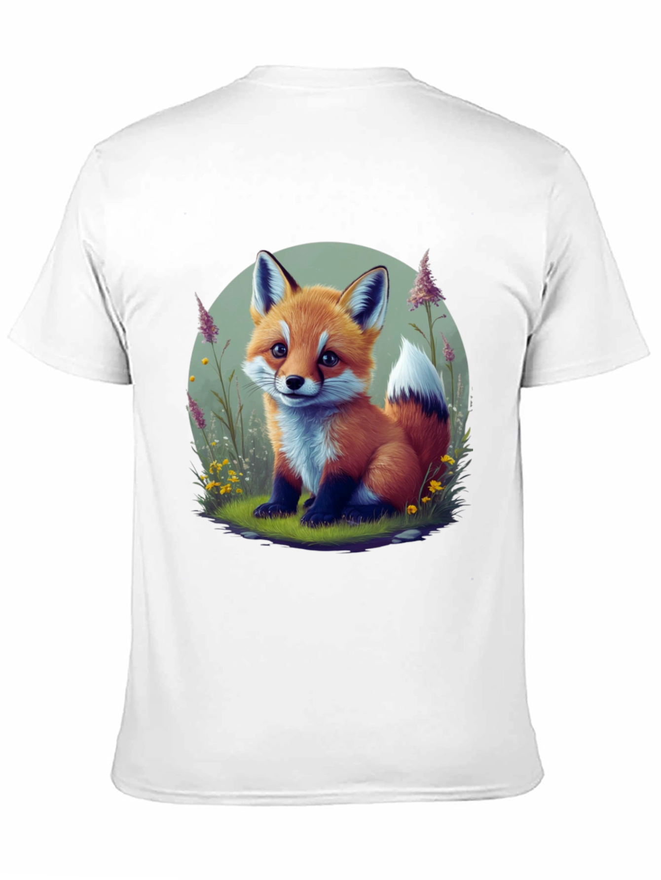 Black Cute Fox Graphic Tee - Soft Black Cotton view 11