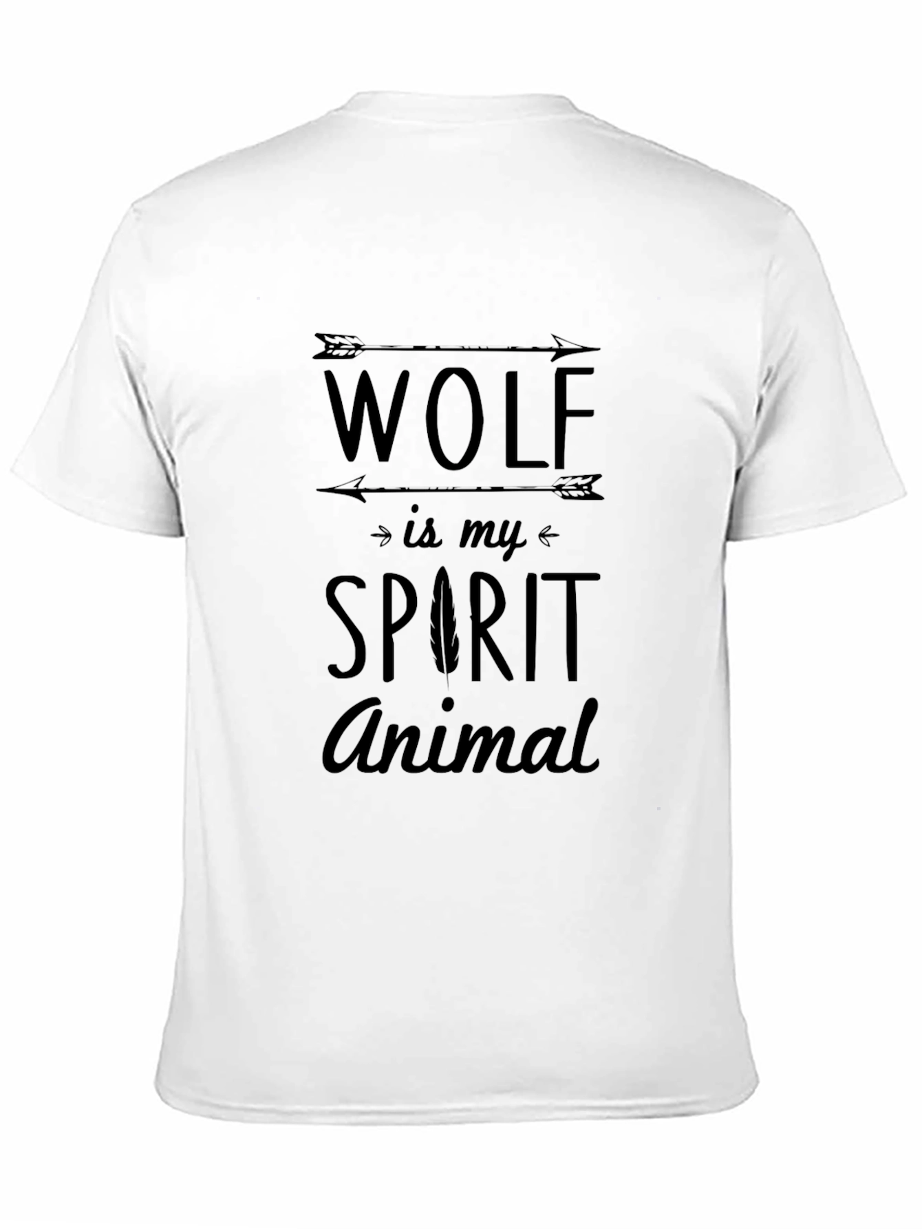 Black Wolf Spirit Animal Graphic Tee - Black Cotton T-Shirt view 11