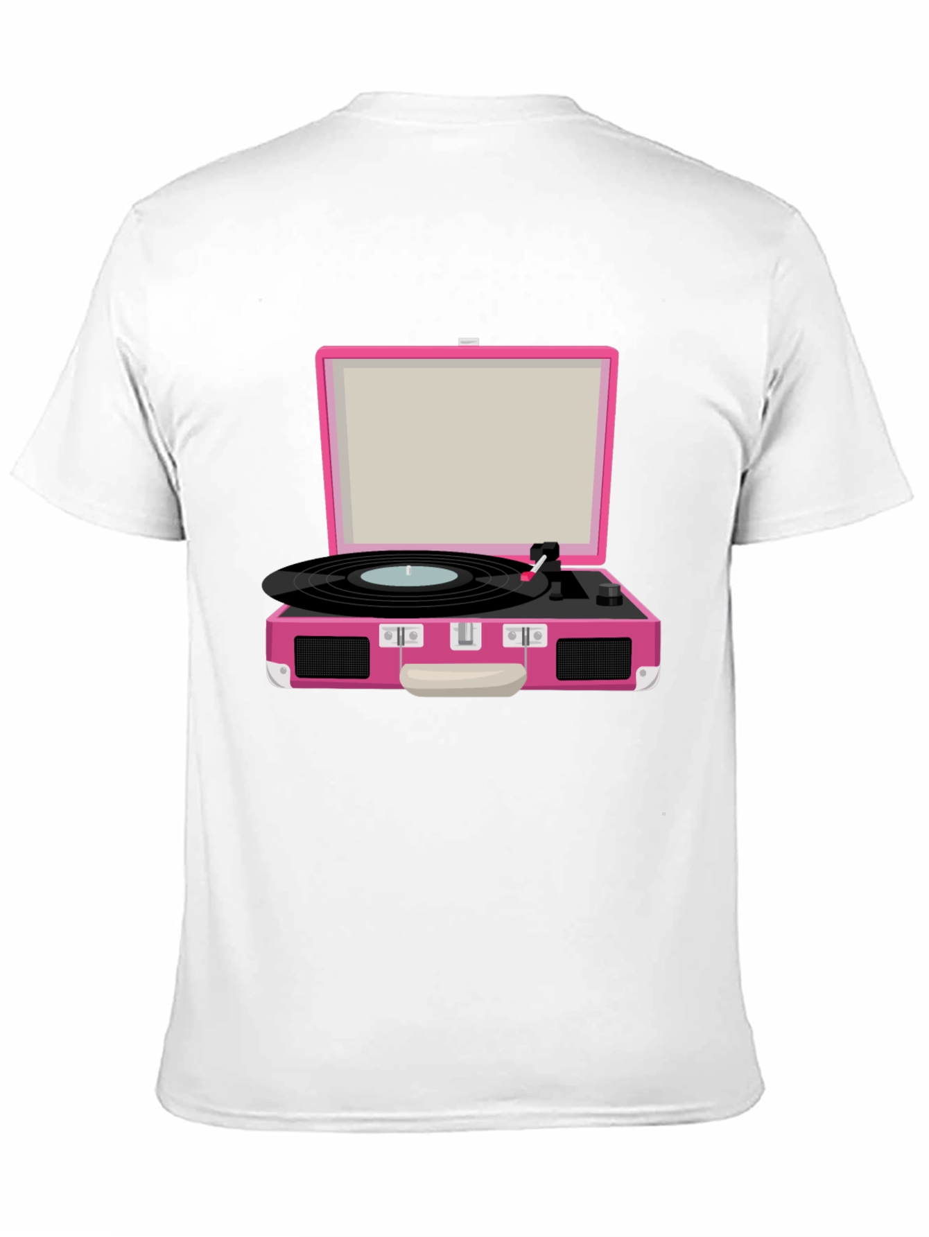 Retro Pink Record Player Graphic Tee - Music Lover T-Shirt - 11