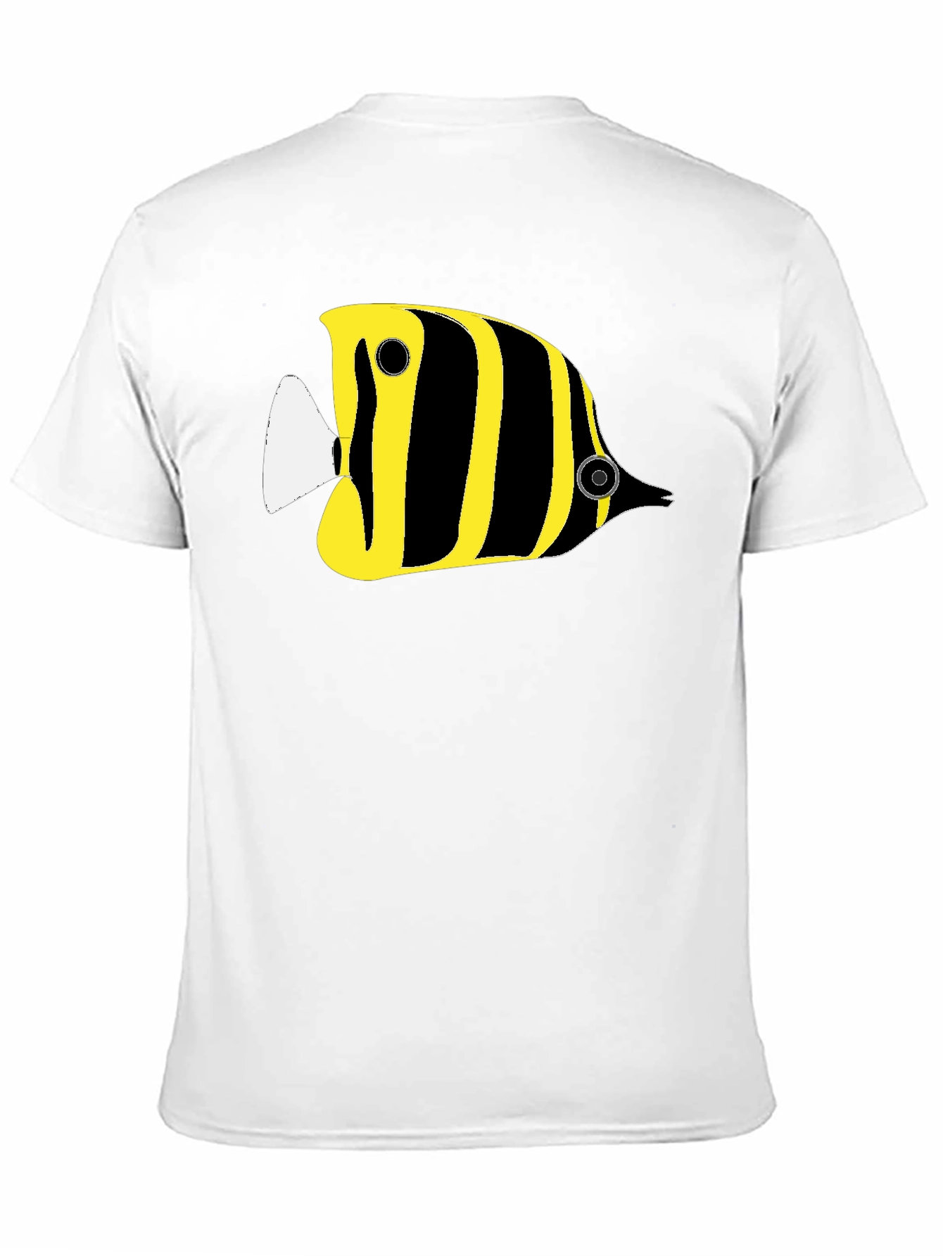 Black Black T-Shirt with Yellow Striped Fish Graphic view 11