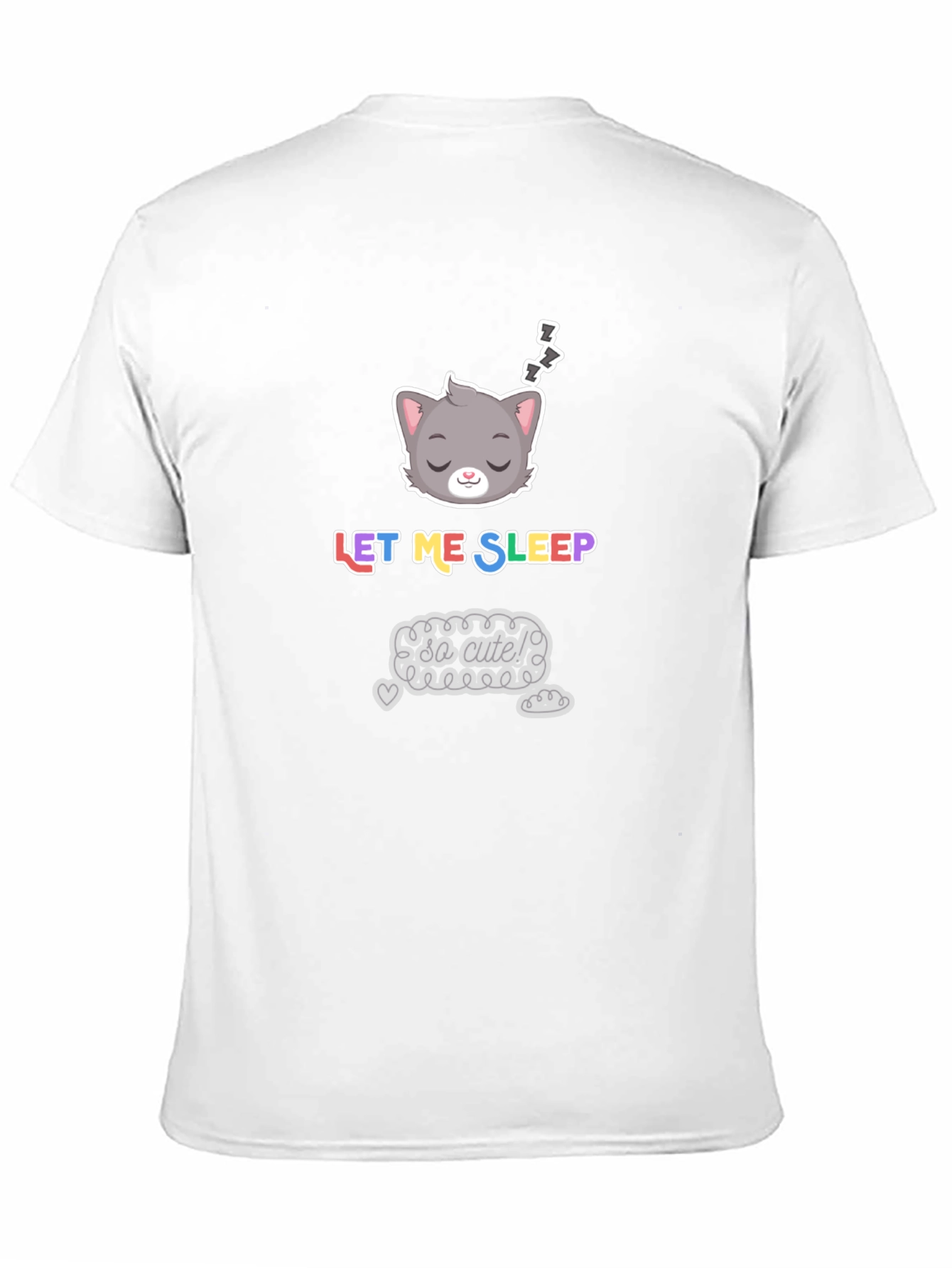 Black Cute Cat Sleeping T-Shirt - Unisex Black Tee view 11