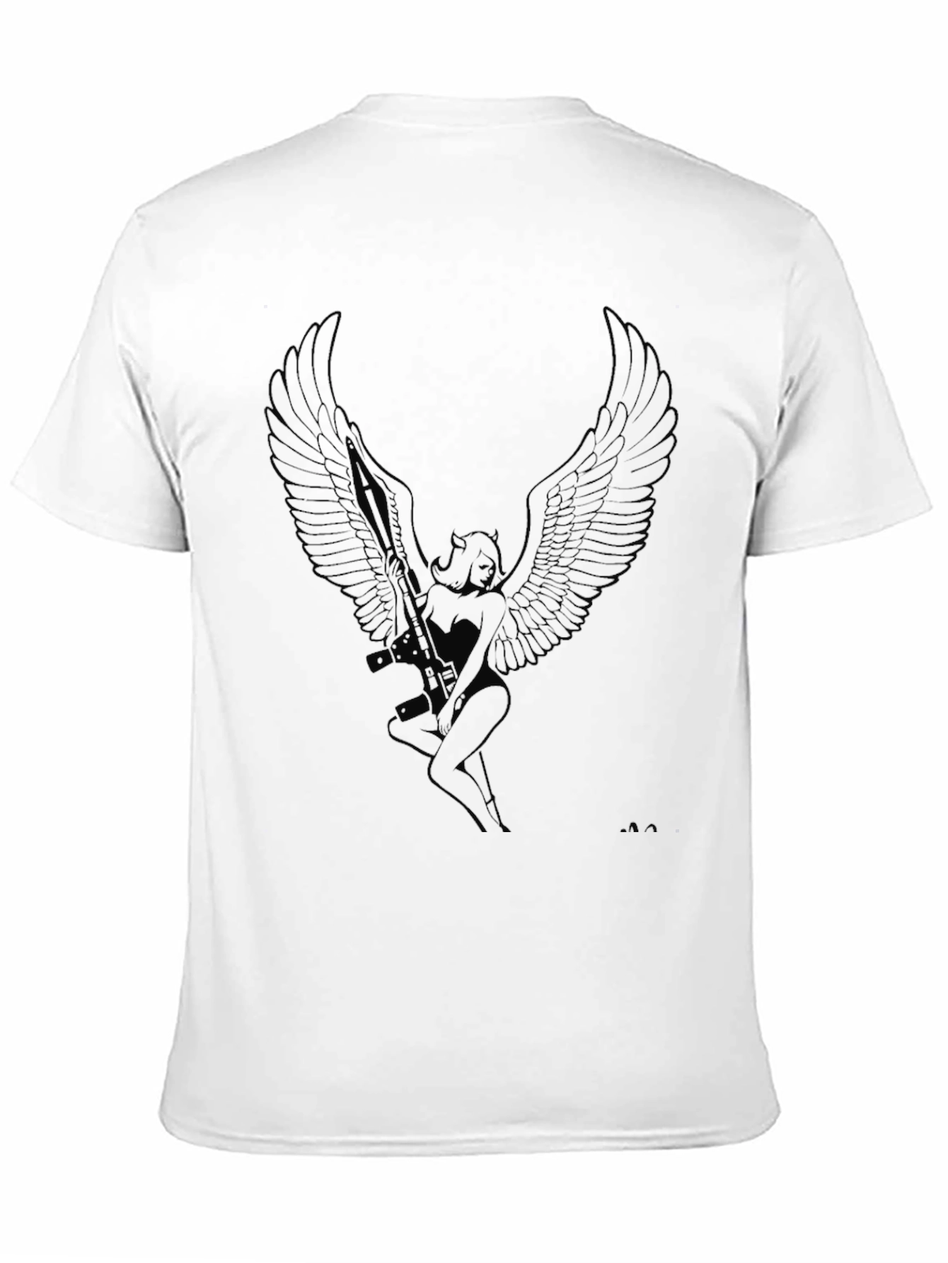 Black Winged Angel Graphic Tee - Black Cotton Comfort view 11