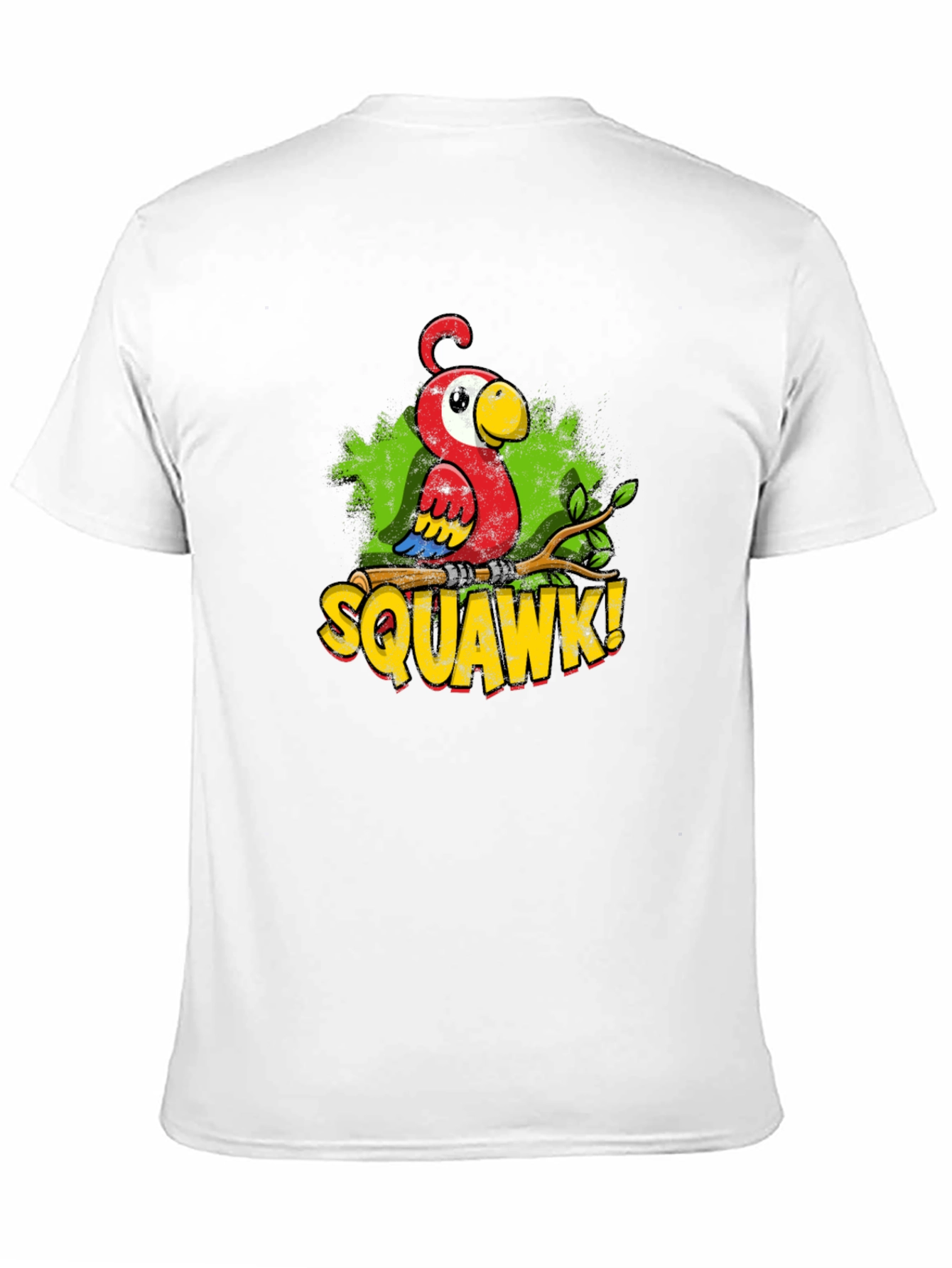 Black Funny Parrot Graphic T-Shirt - SQUAWK! Cartoon Bird Tee view 11