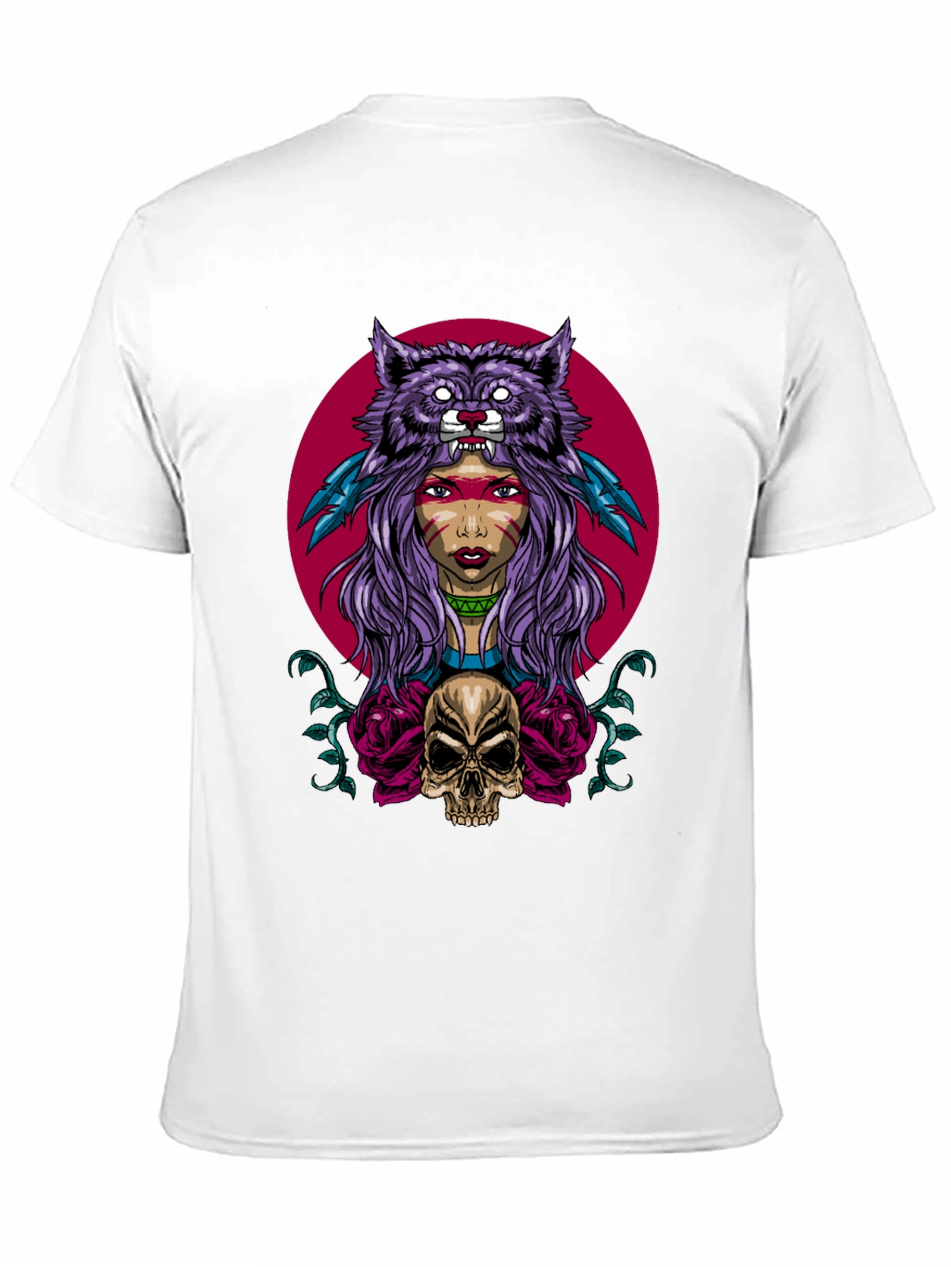 Black Wolf Headdress Skull Graphic Tee view 11