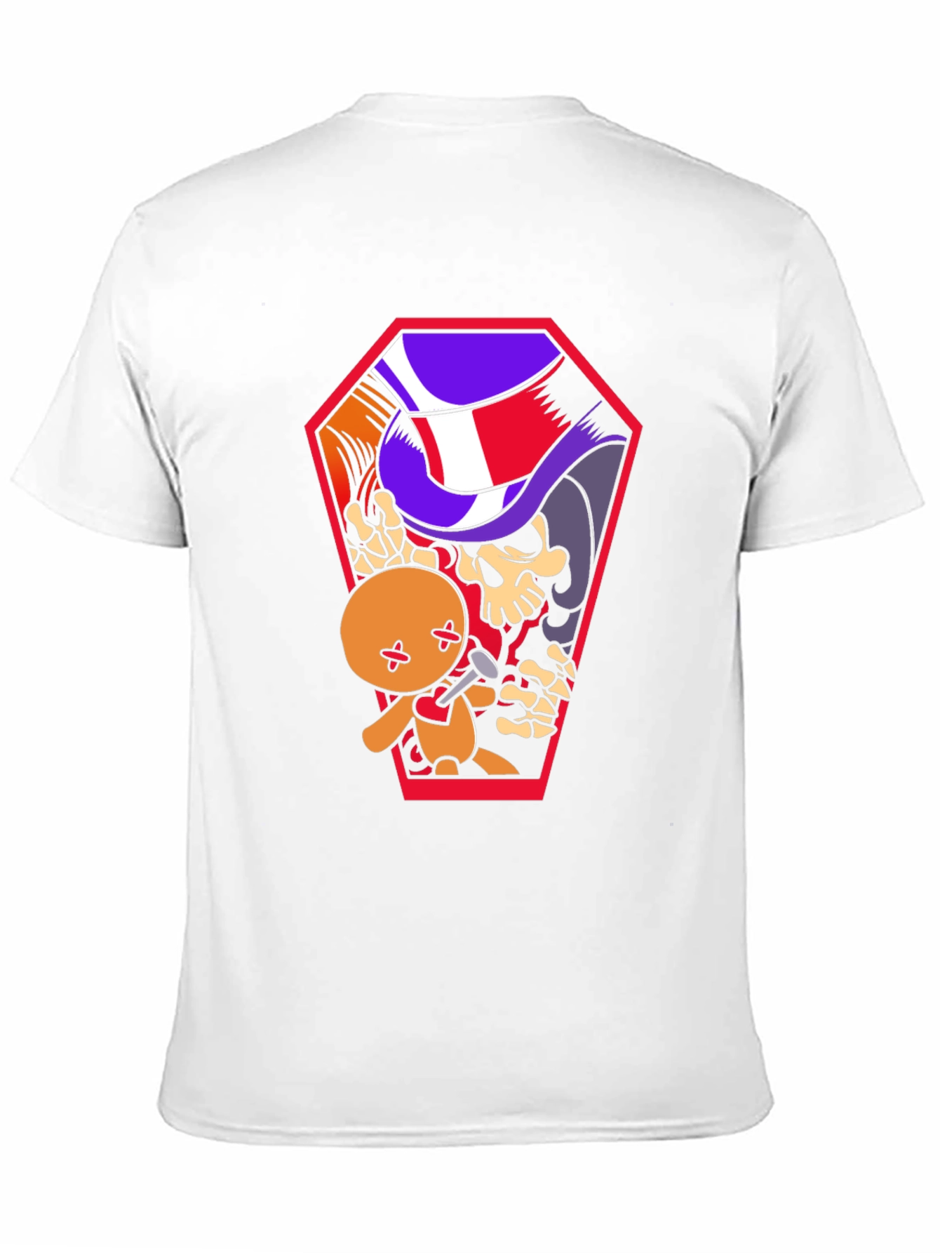 Black Voodoo Doll Coffin Graphic Tee view 11