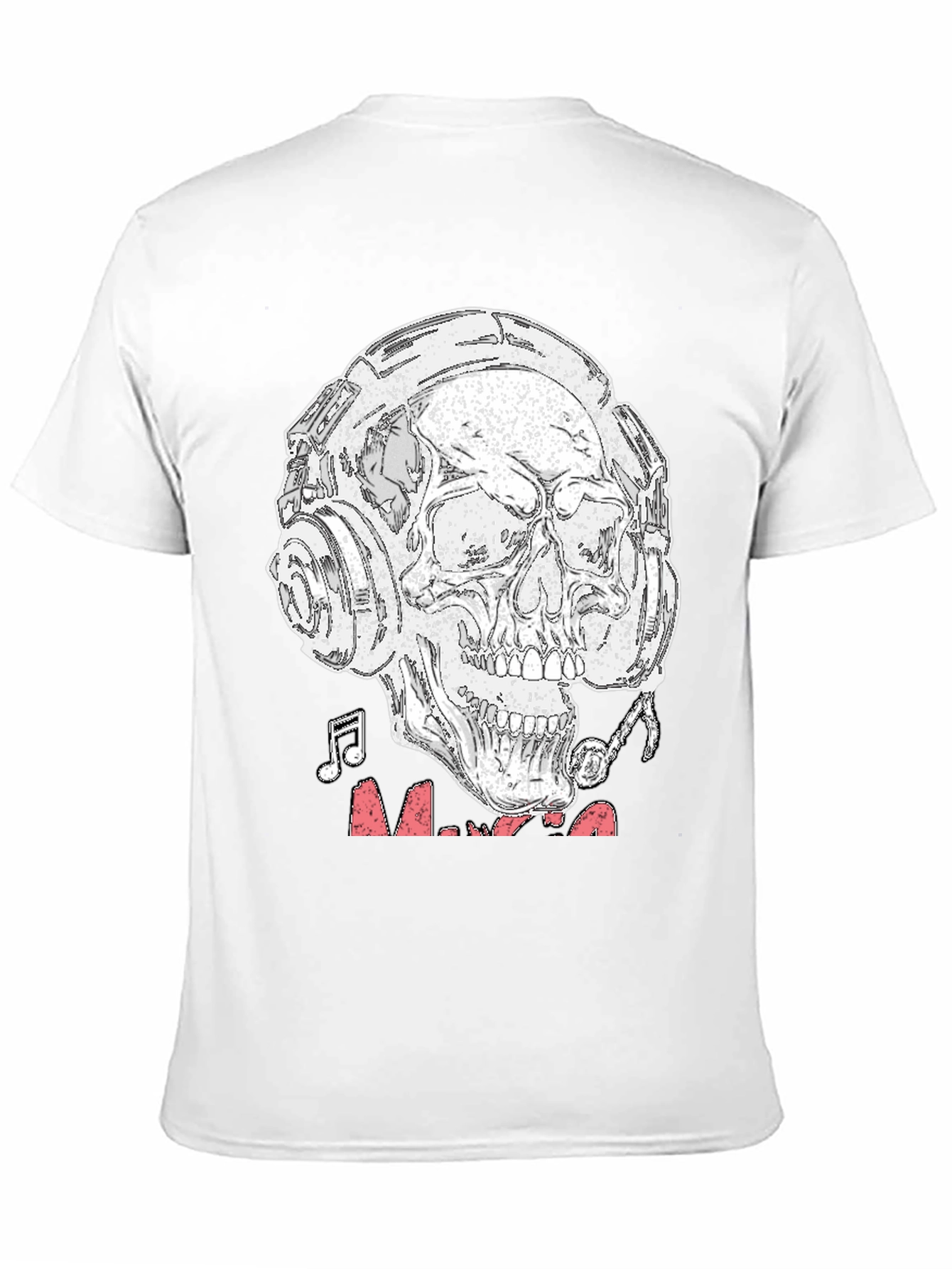 Black Skull Headphones Graphic T-Shirt - Rock & Roll Vibe view 11