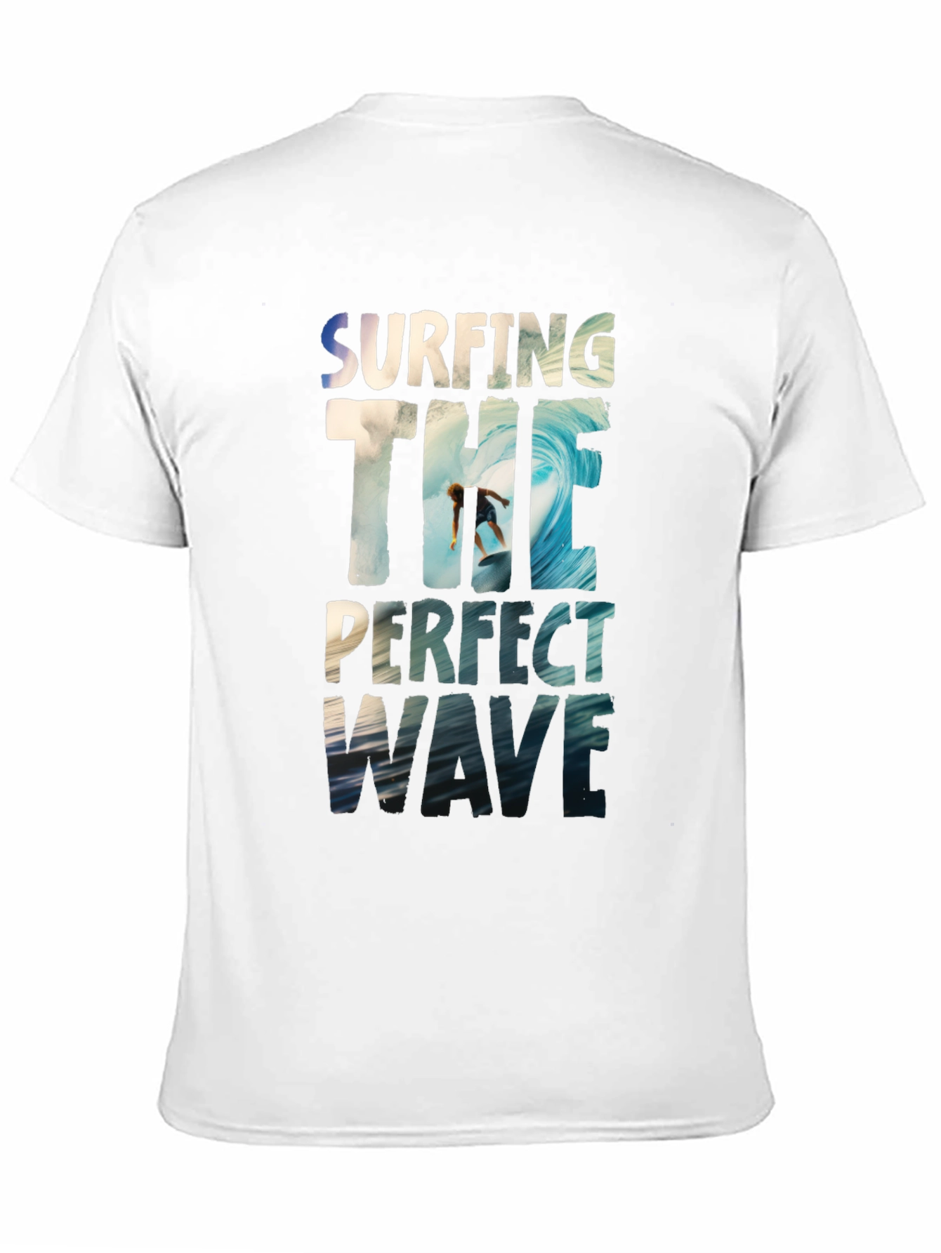 Black Surfing The Perfect Wave Black Graphic T-Shirt view 11