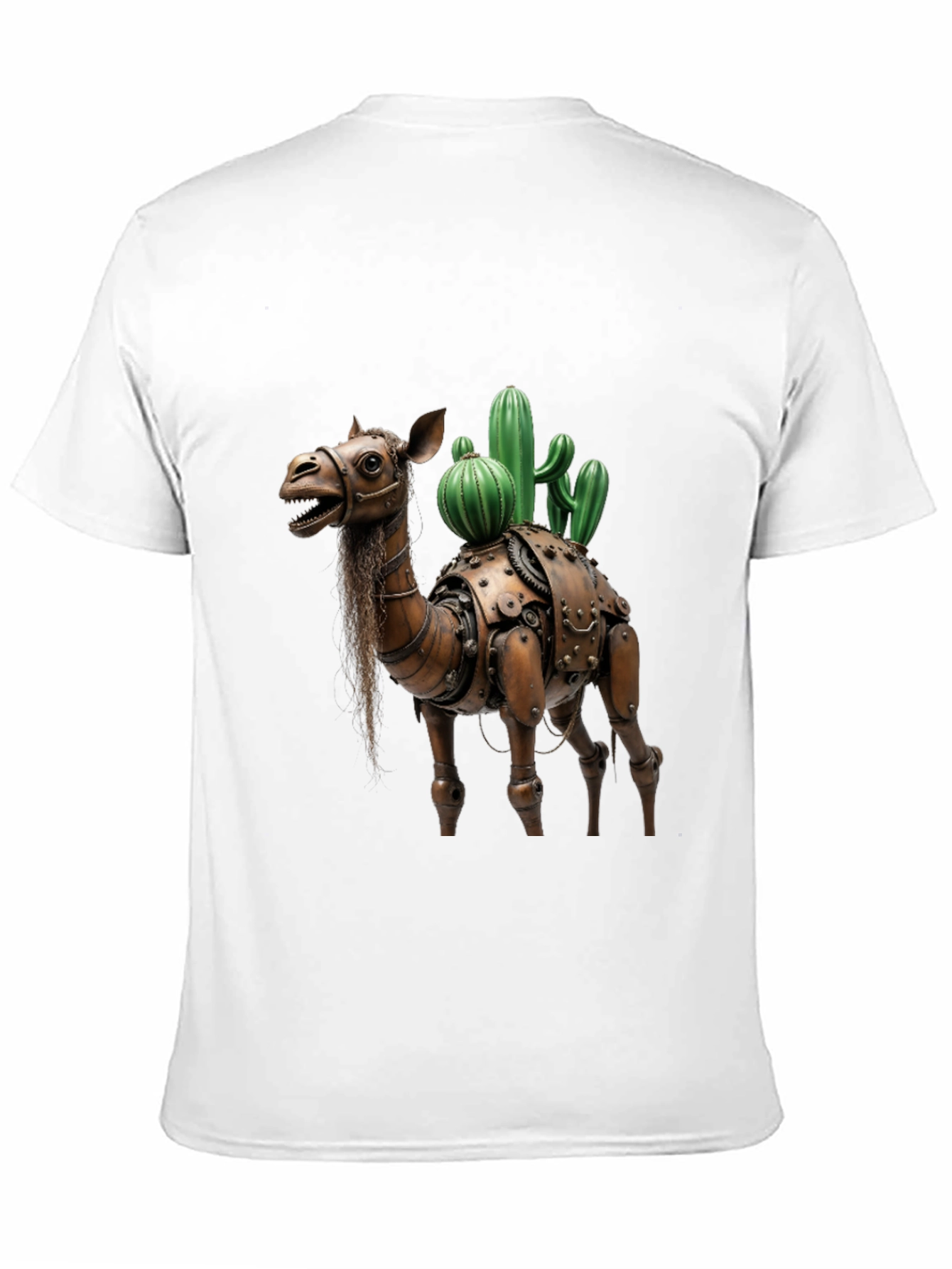 Black Steampunk Camel Cactus Graphic T-Shirt view 11