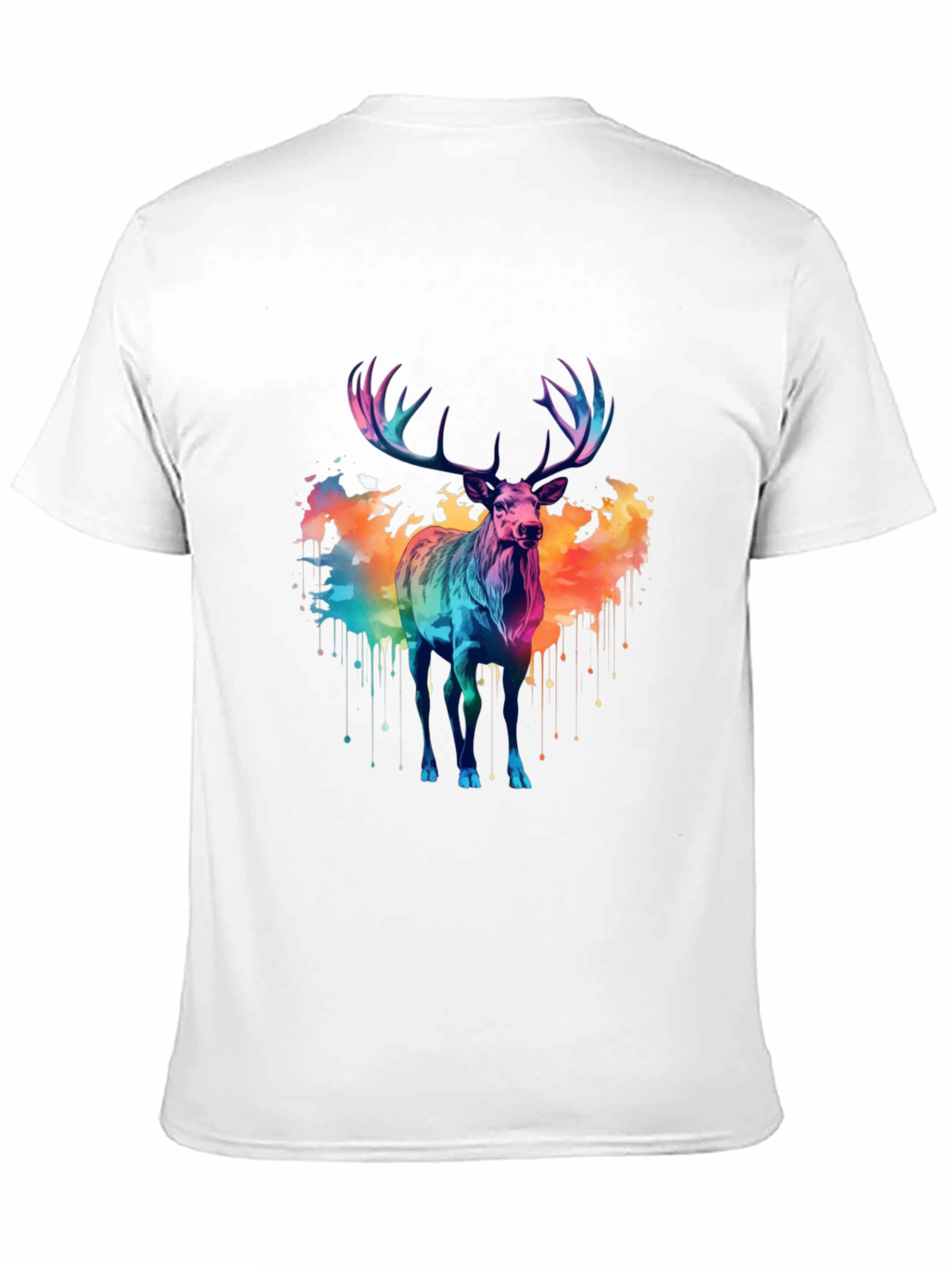 Black Colorful Watercolor Stag Graphic Tee view 11