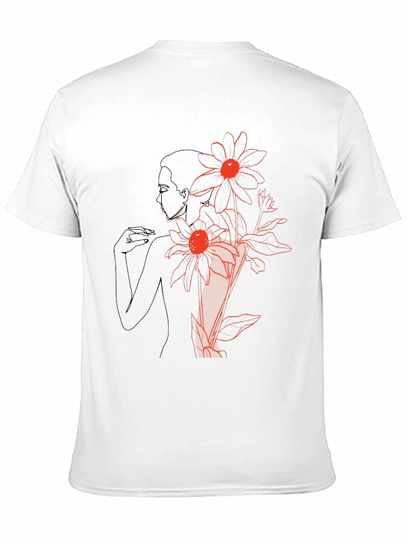 Black Floral Woman Graphic Black T-Shirt view 11