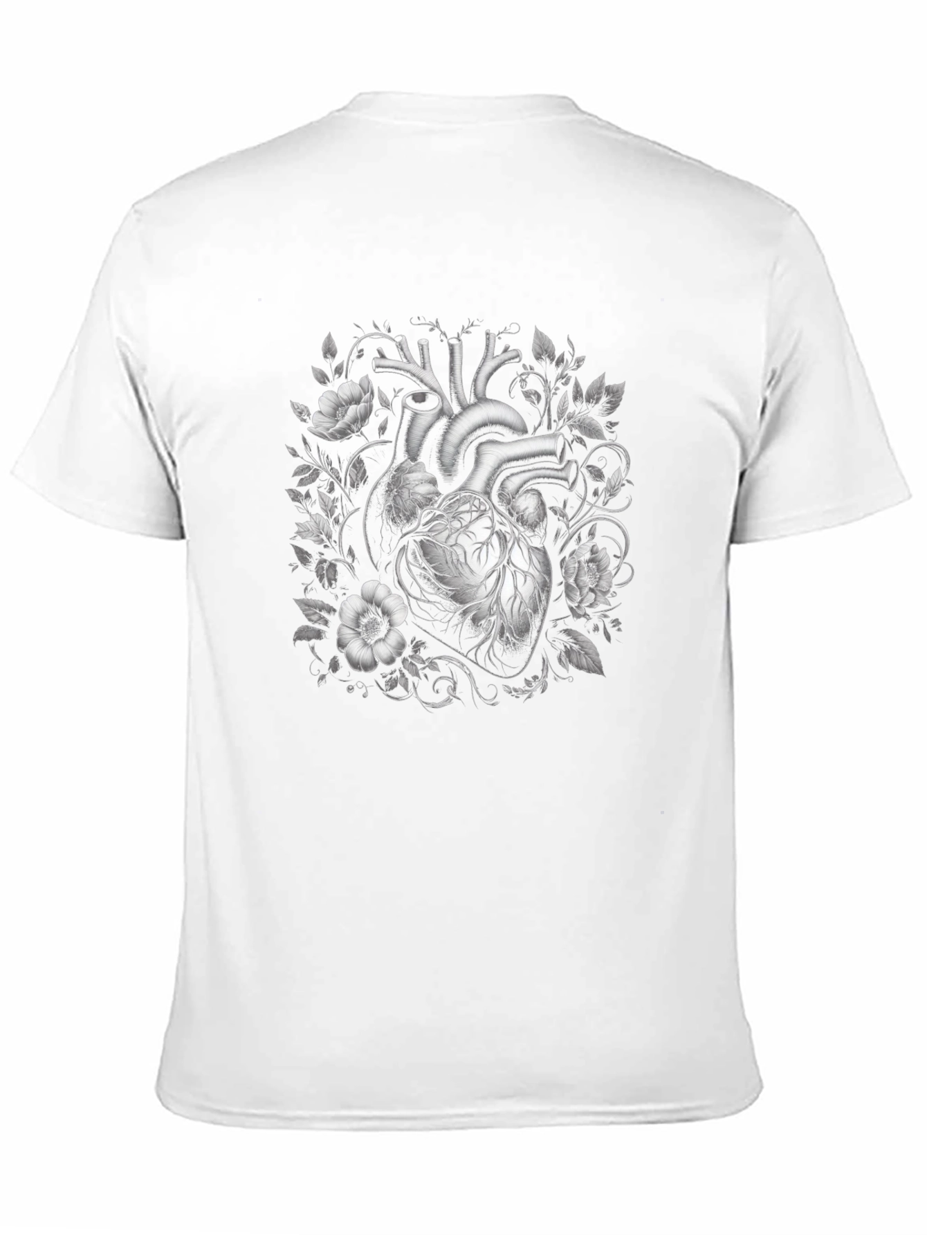 Black Anatomical Heart & Floral Graphic Tee - Black view 11