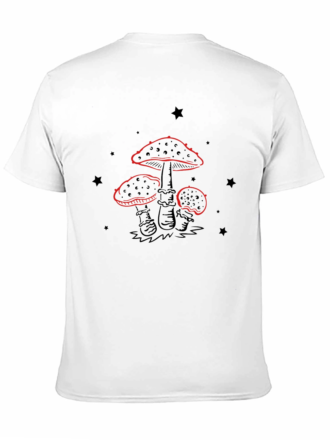 Black Mushroom Graphic T-Shirt - Black Cotton Tee view 11