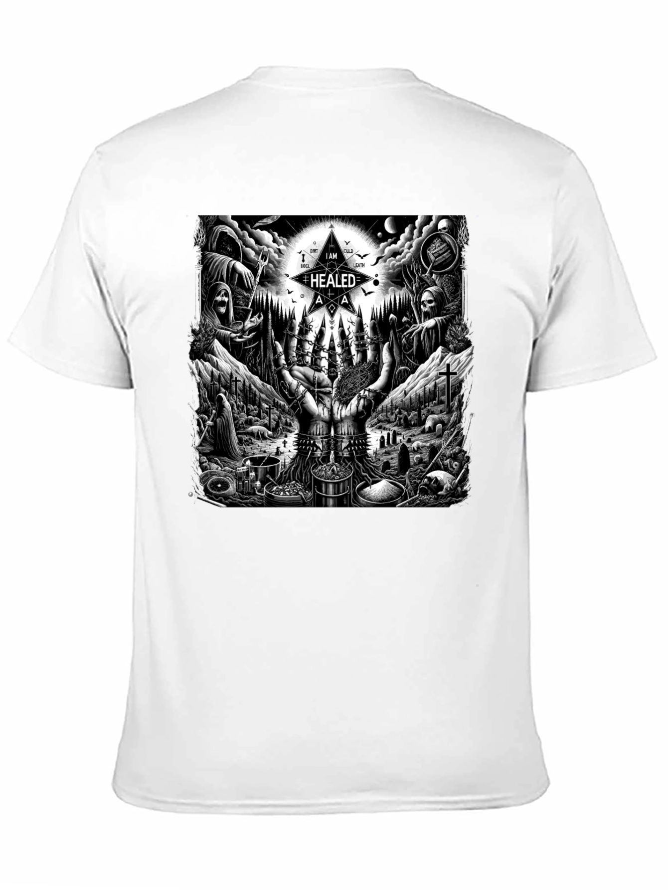 Black Occult Ritual Graphic T-Shirt - Dark Aesthetic Tee view 11