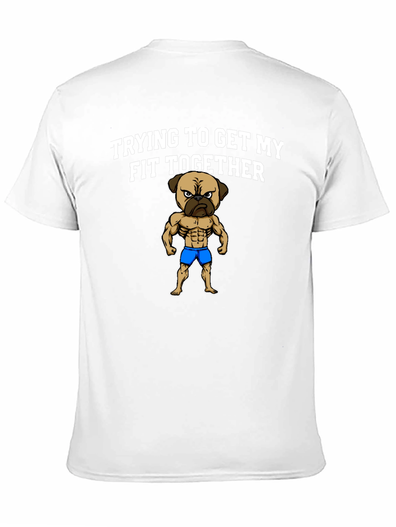 Black Funny Pug Gym T-Shirt - Trying to Get My Fit Together view 11