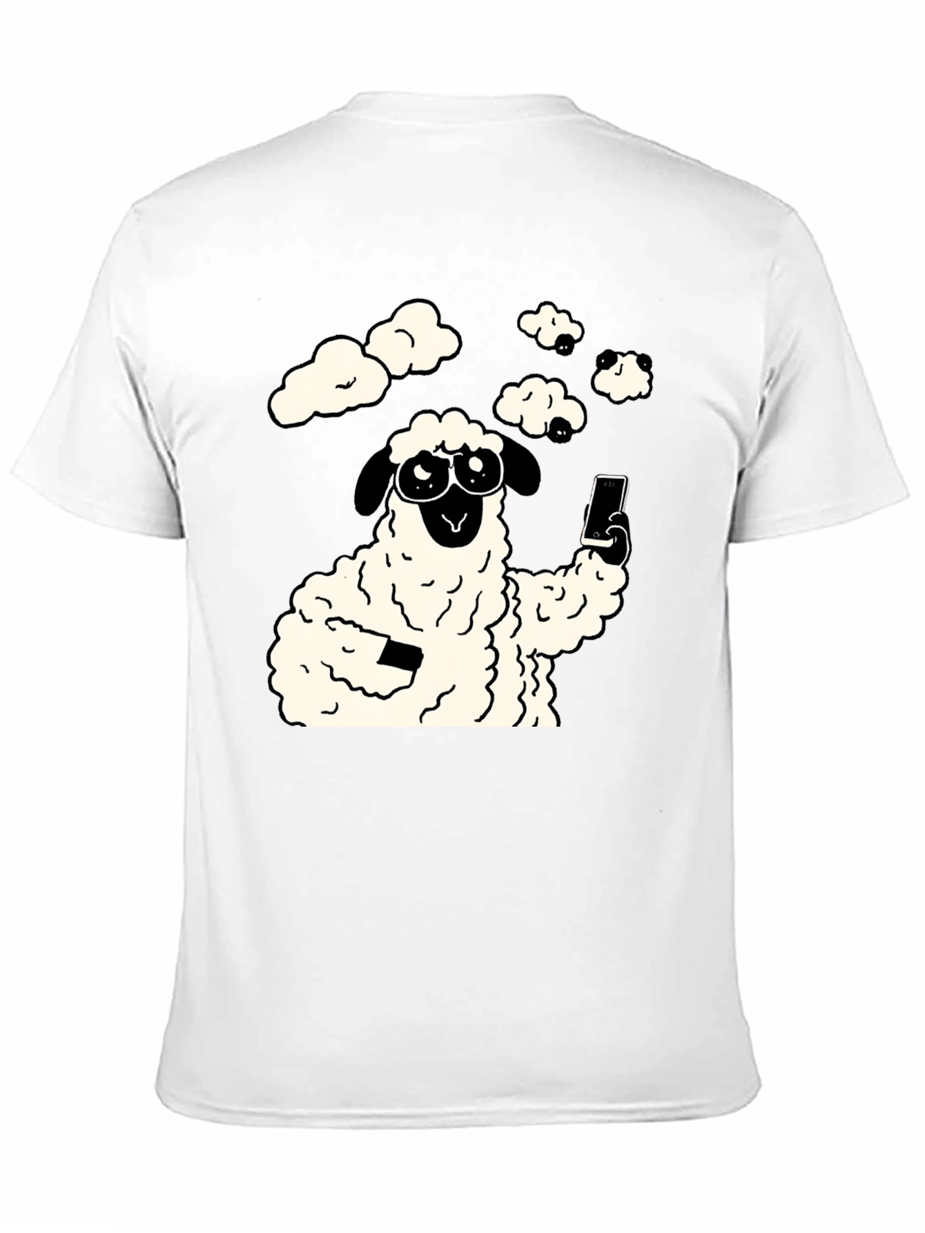 Black Funny Sheep Selfie Graphic Tee - Black view 11