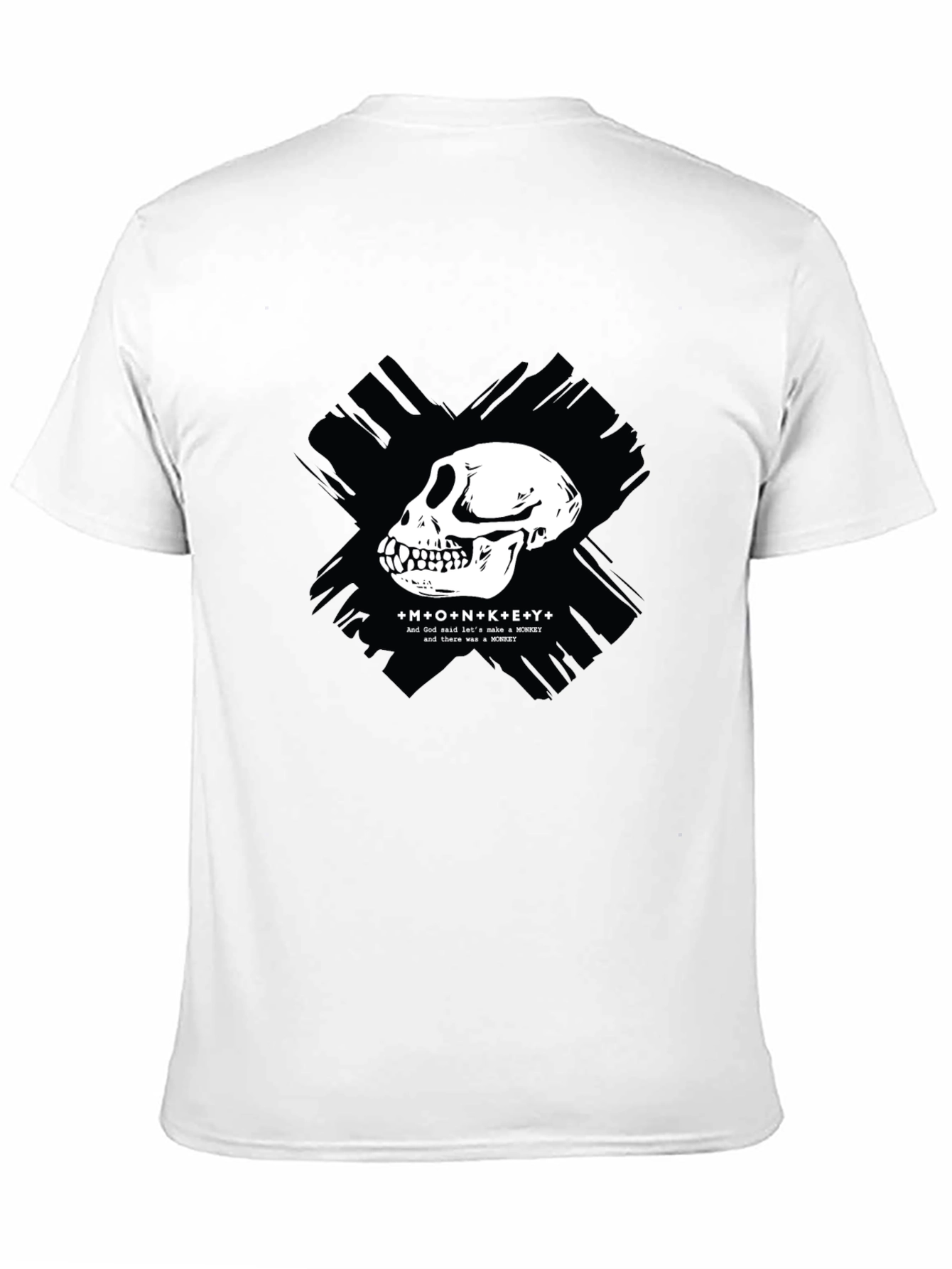 Black Monkey Skull Graphic T-Shirt - Crew Neck, Black view 11