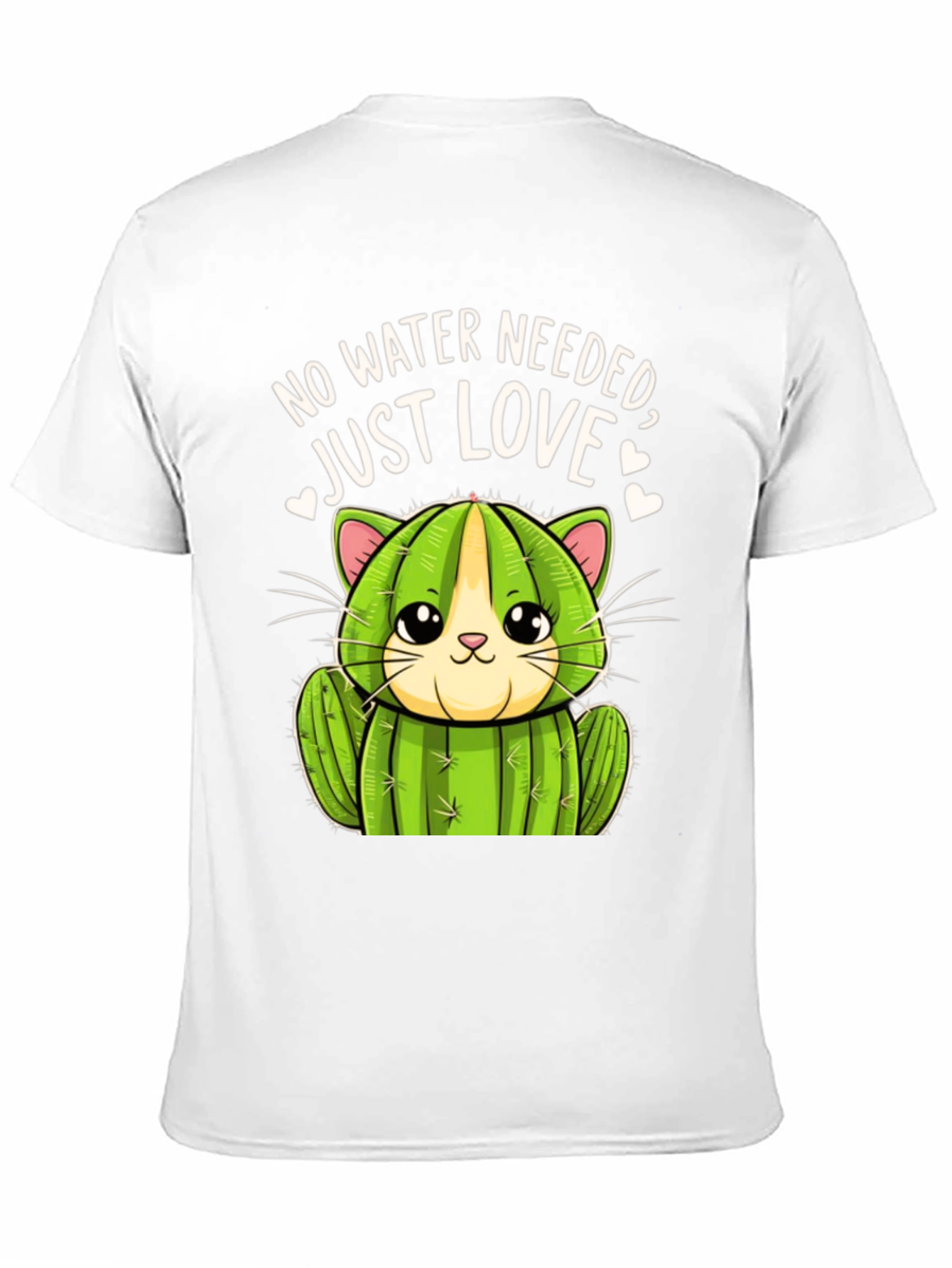Black Cactus Cat T-Shirt - No Water Needed, Just Love view 11