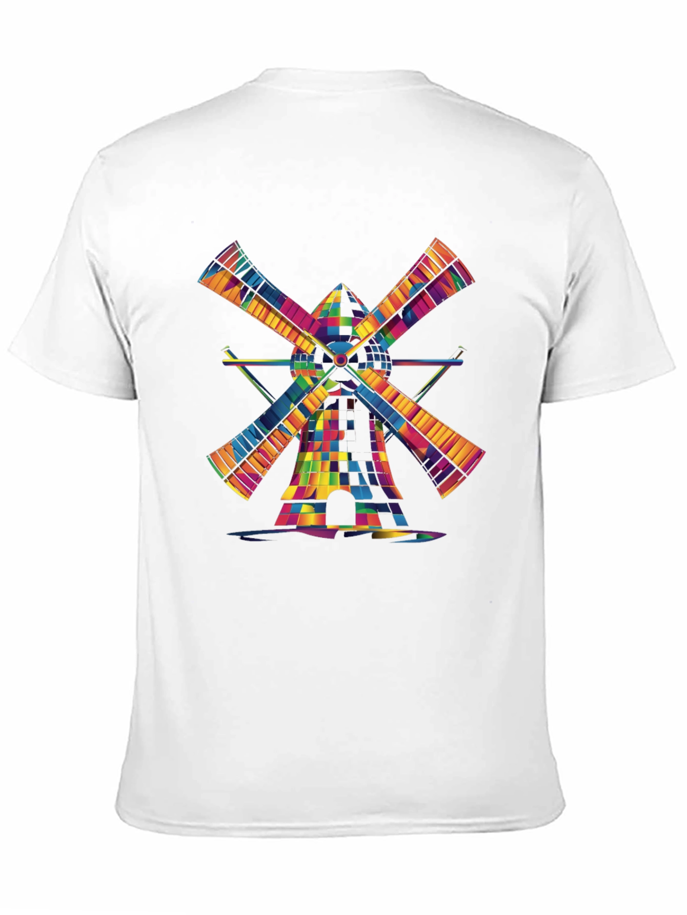 Black Colorful Windmill Graphic Tee - Modern Art Shirt view 11