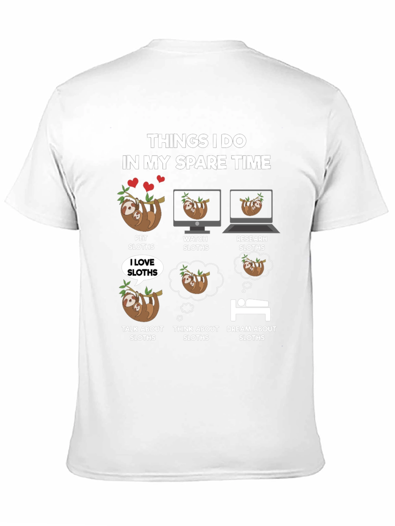 Black Funny Sloth Lover T-Shirt - Spare Time Sloth Activities view 11
