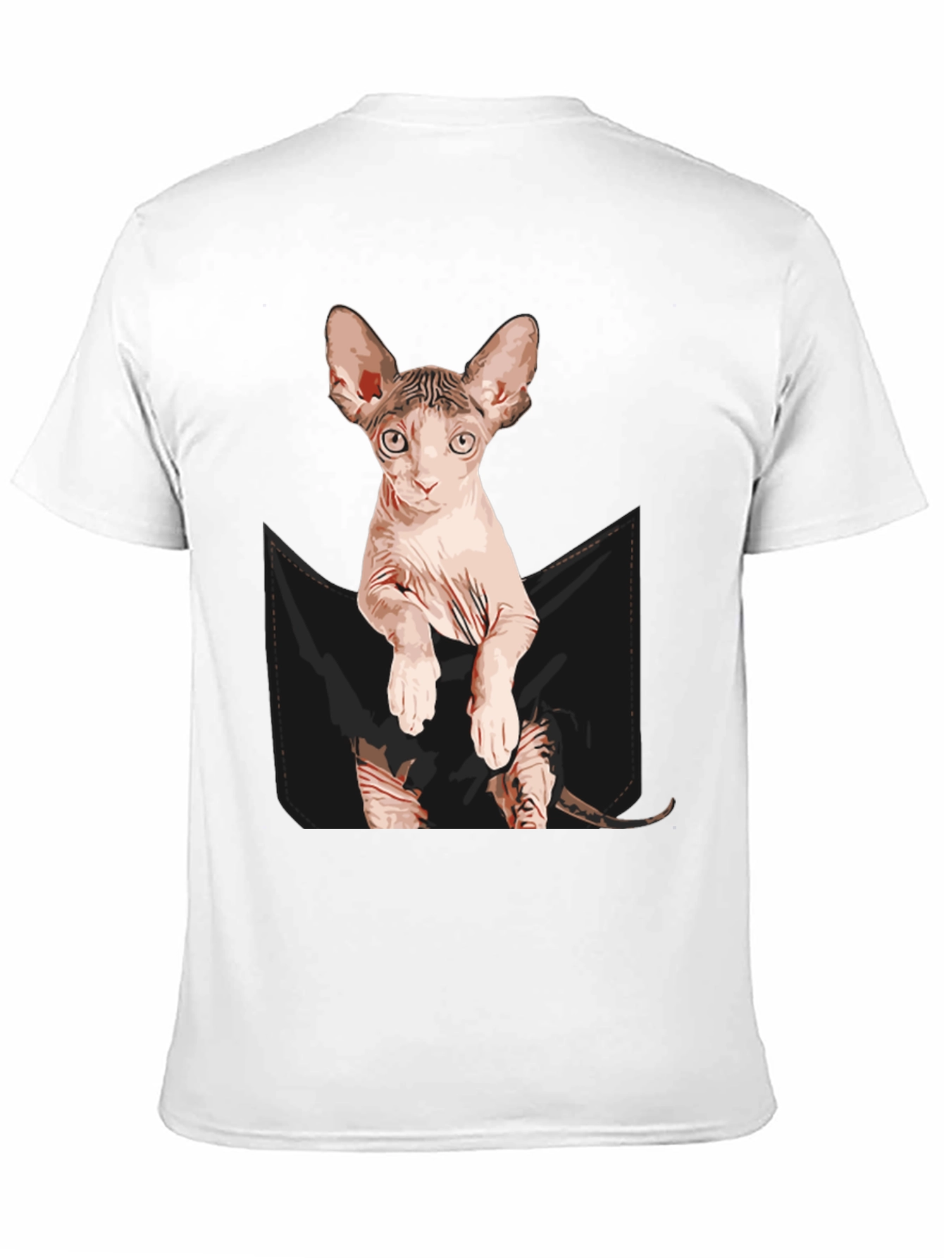 Black Sphynx Cat Pocket T-Shirt - Quirky Graphic Tee view 11