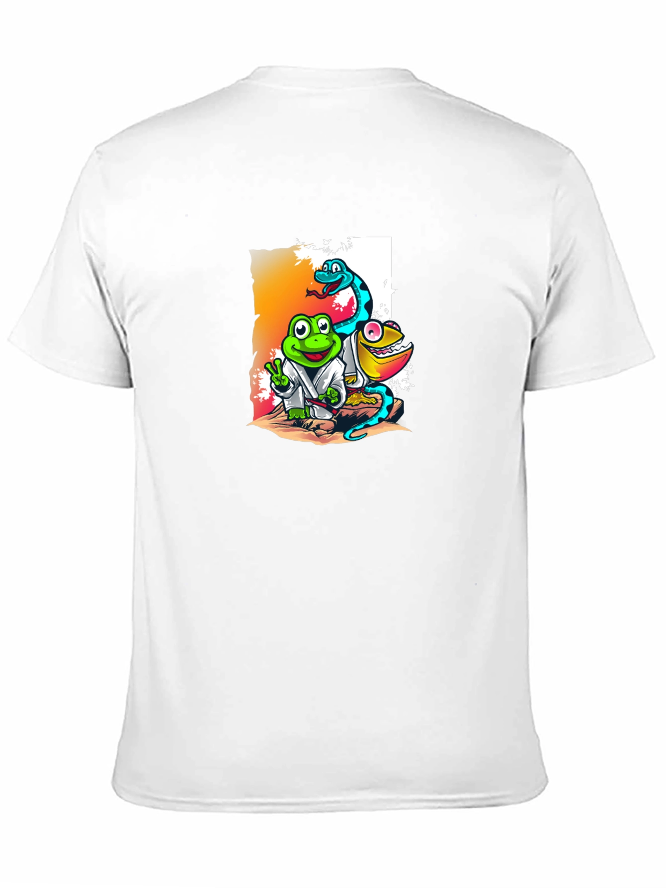 Black Cartoon Reptile Karate T-Shirt view 11