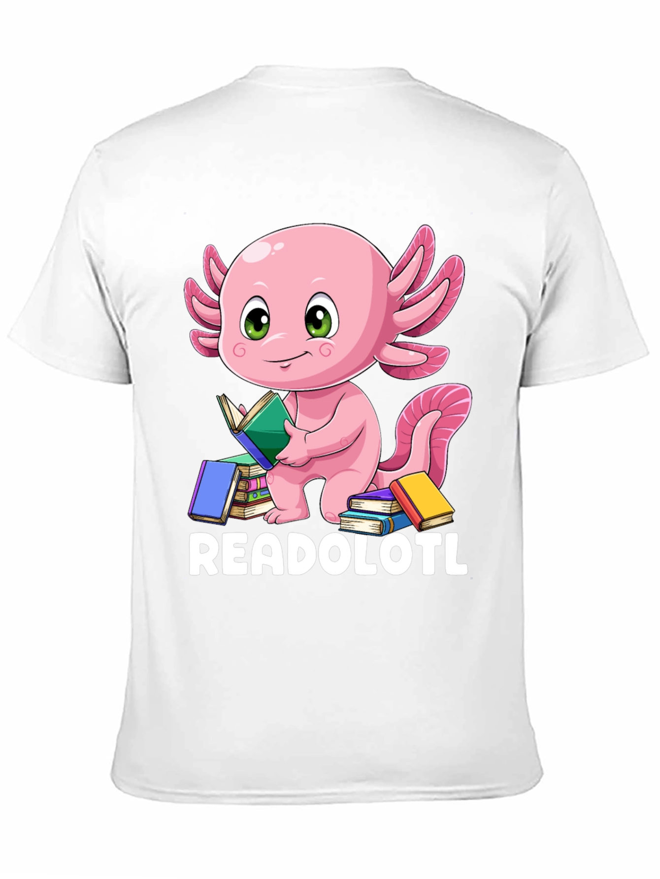 Black Readolotl Axolotl Reading Book T-Shirt view 11
