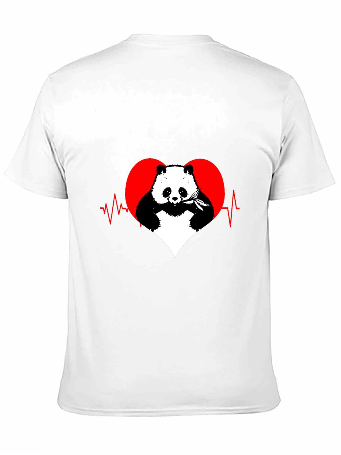 Black Panda Heartbeat Graphic Tee - Men's Black T-Shirt view 11