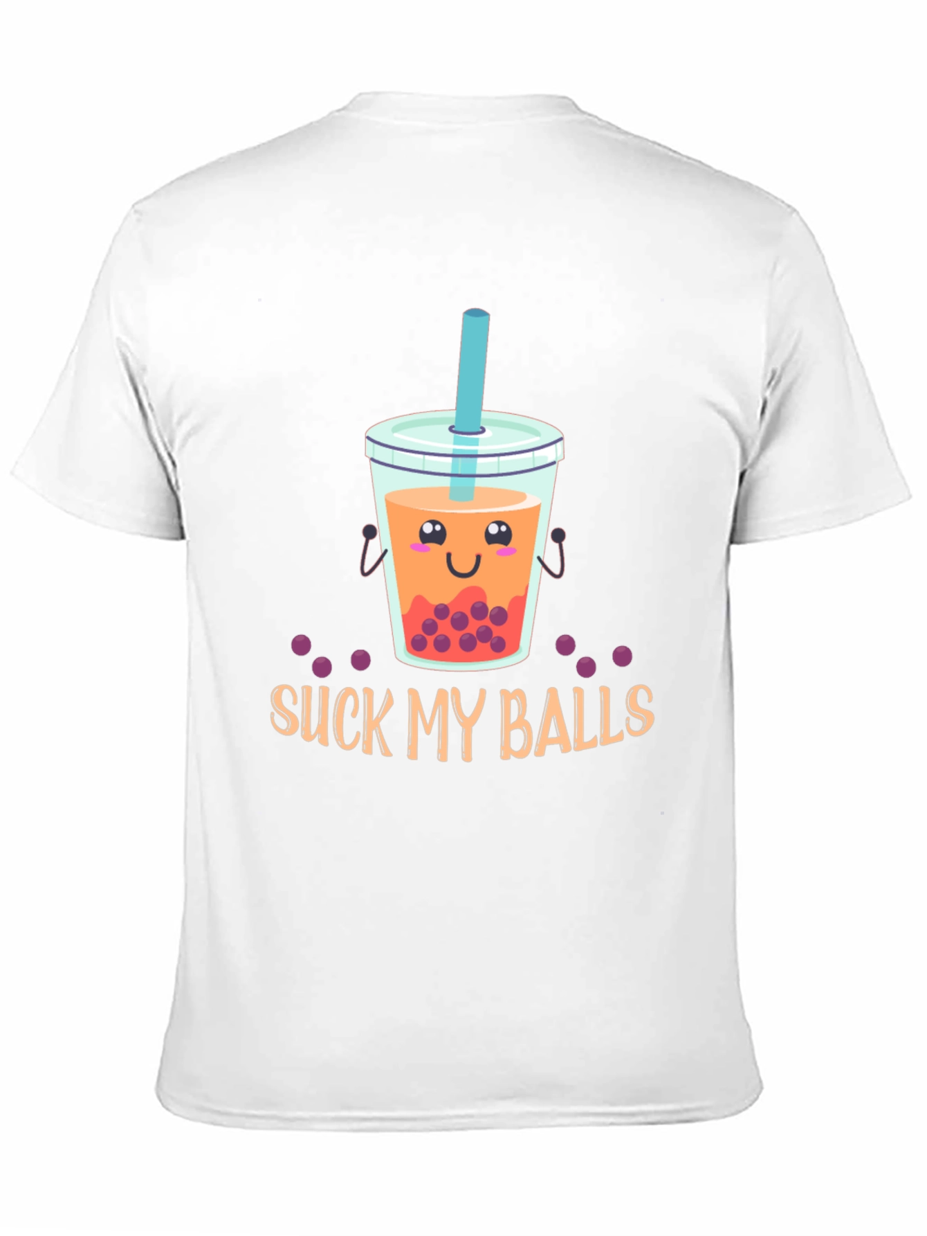 Black Suck My Balls Funny Bubble Tea Graphic T-Shirt view 11