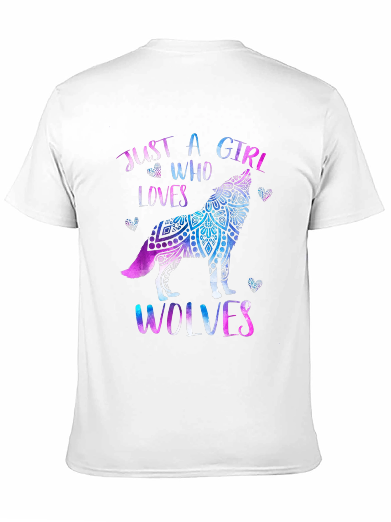 Black Just A Girl Who Loves Wolves T-Shirt view 11