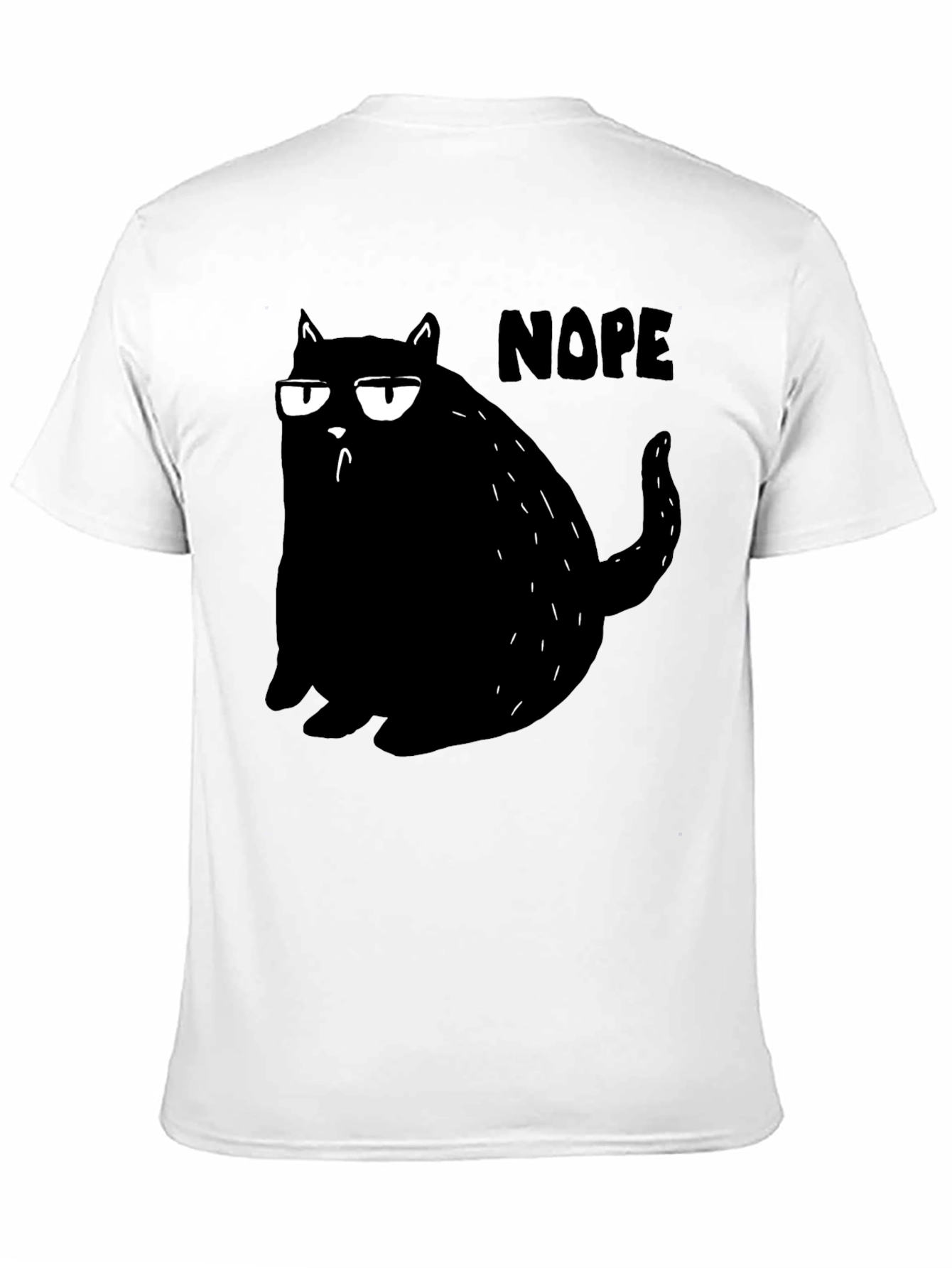 Black Nope Cat Graphic Tee - Black Cotton T-Shirt  view 11