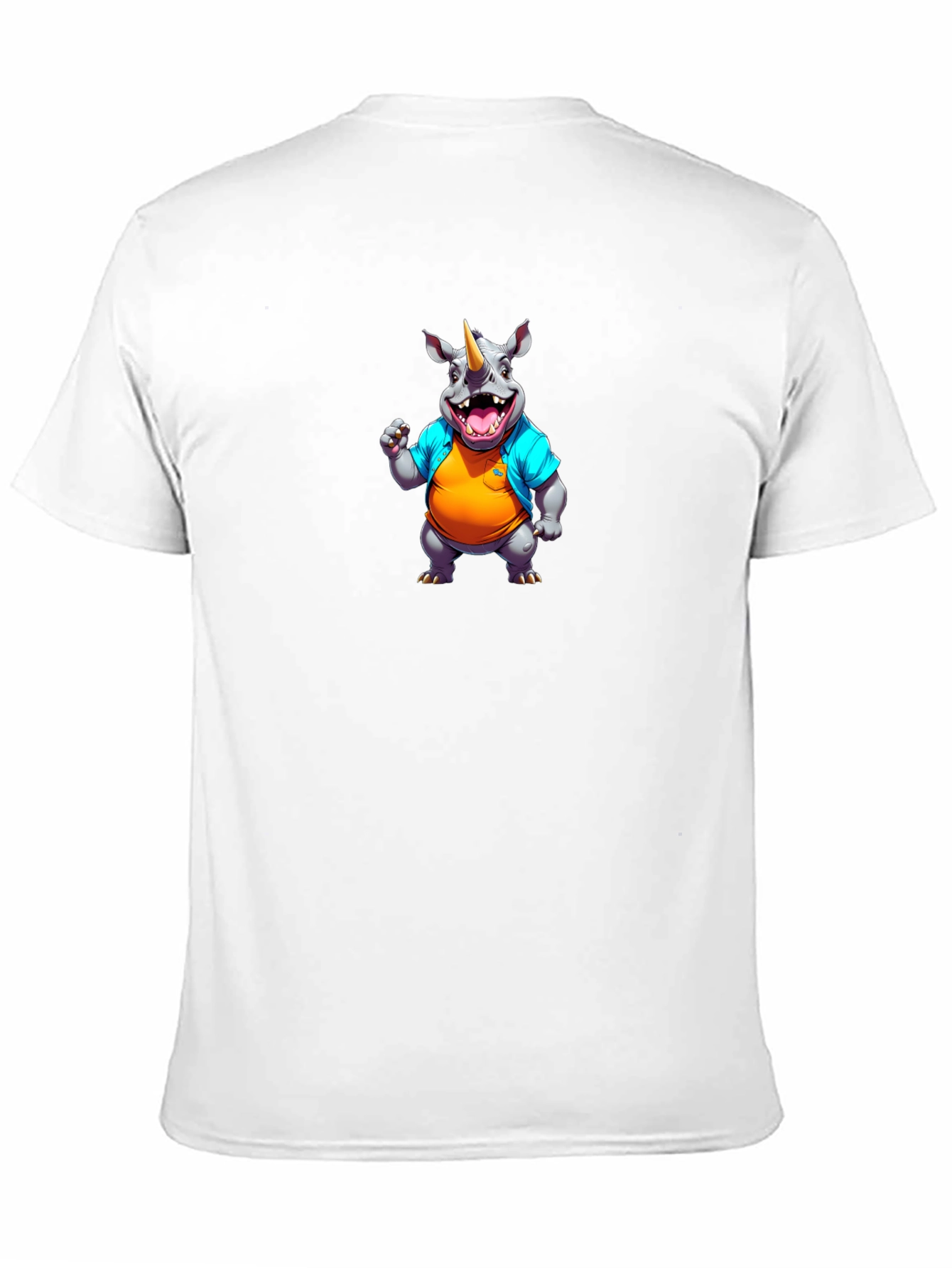 Black Cartoon Rhino Graphic Black T-Shirt view 11